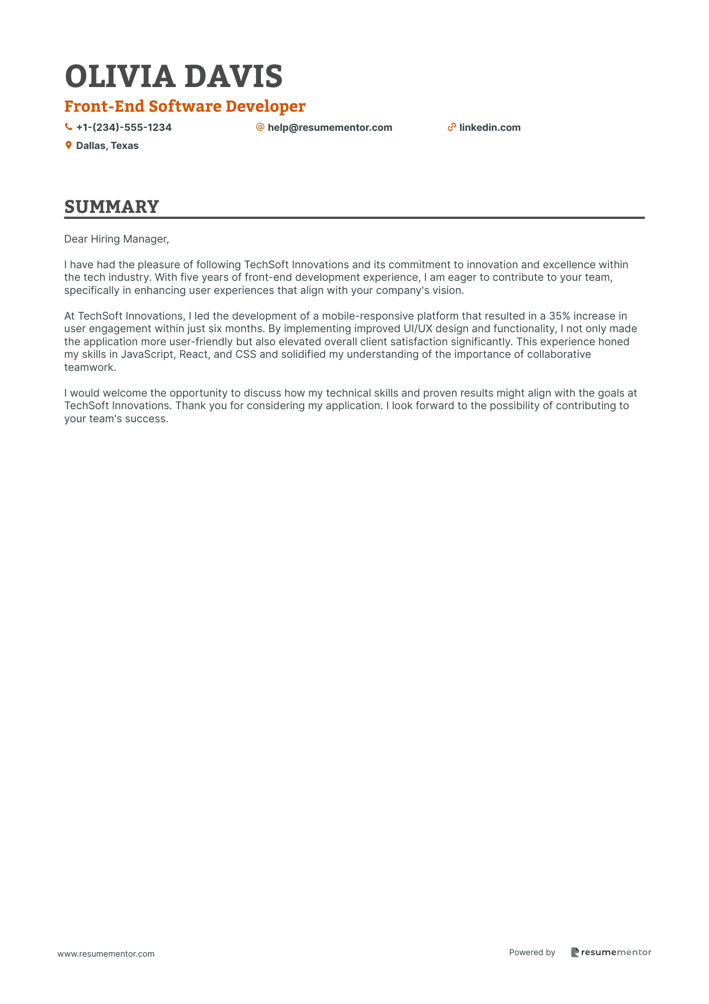 Front End Software Developer