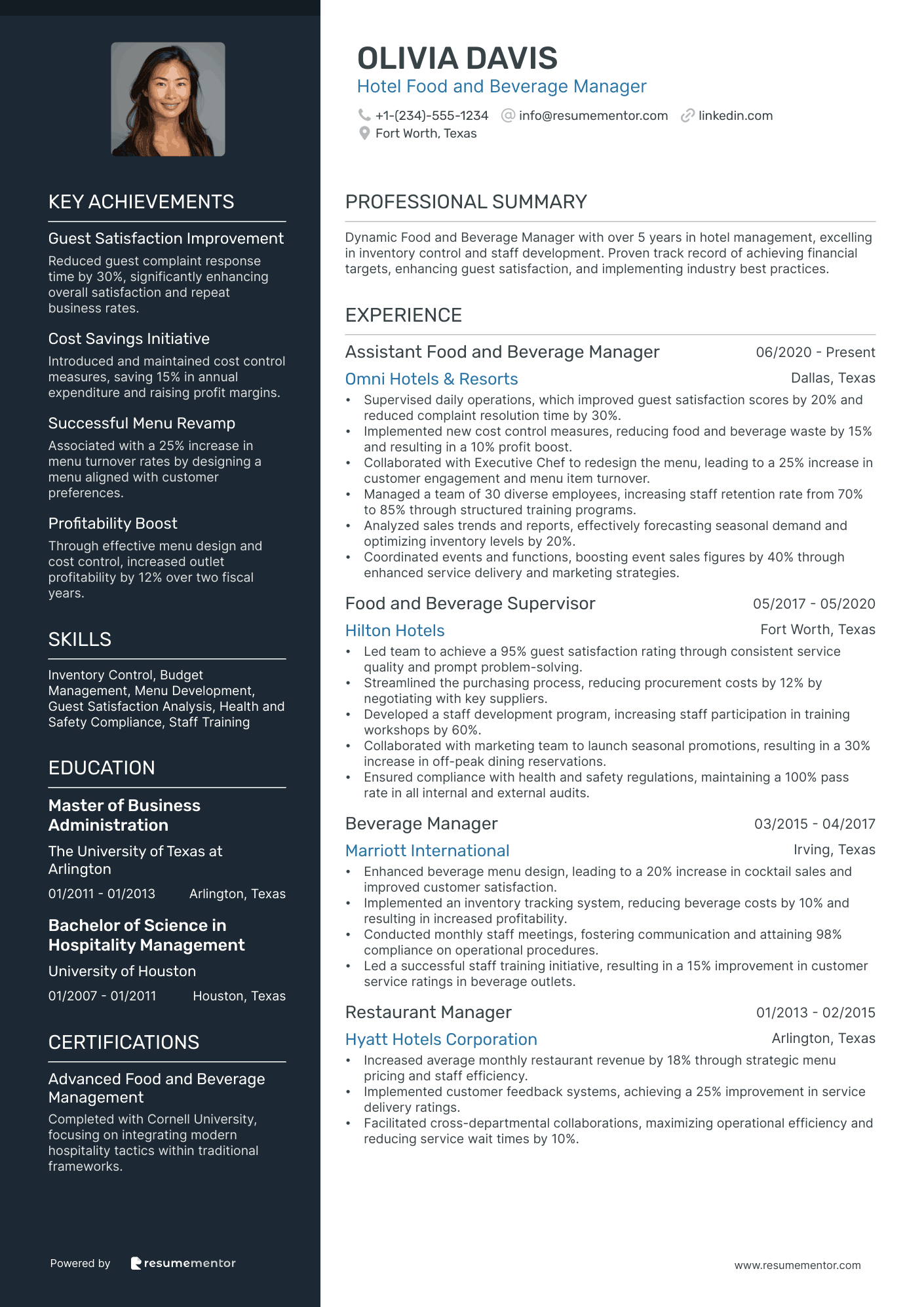 Hotel Food and Beverage Manager
