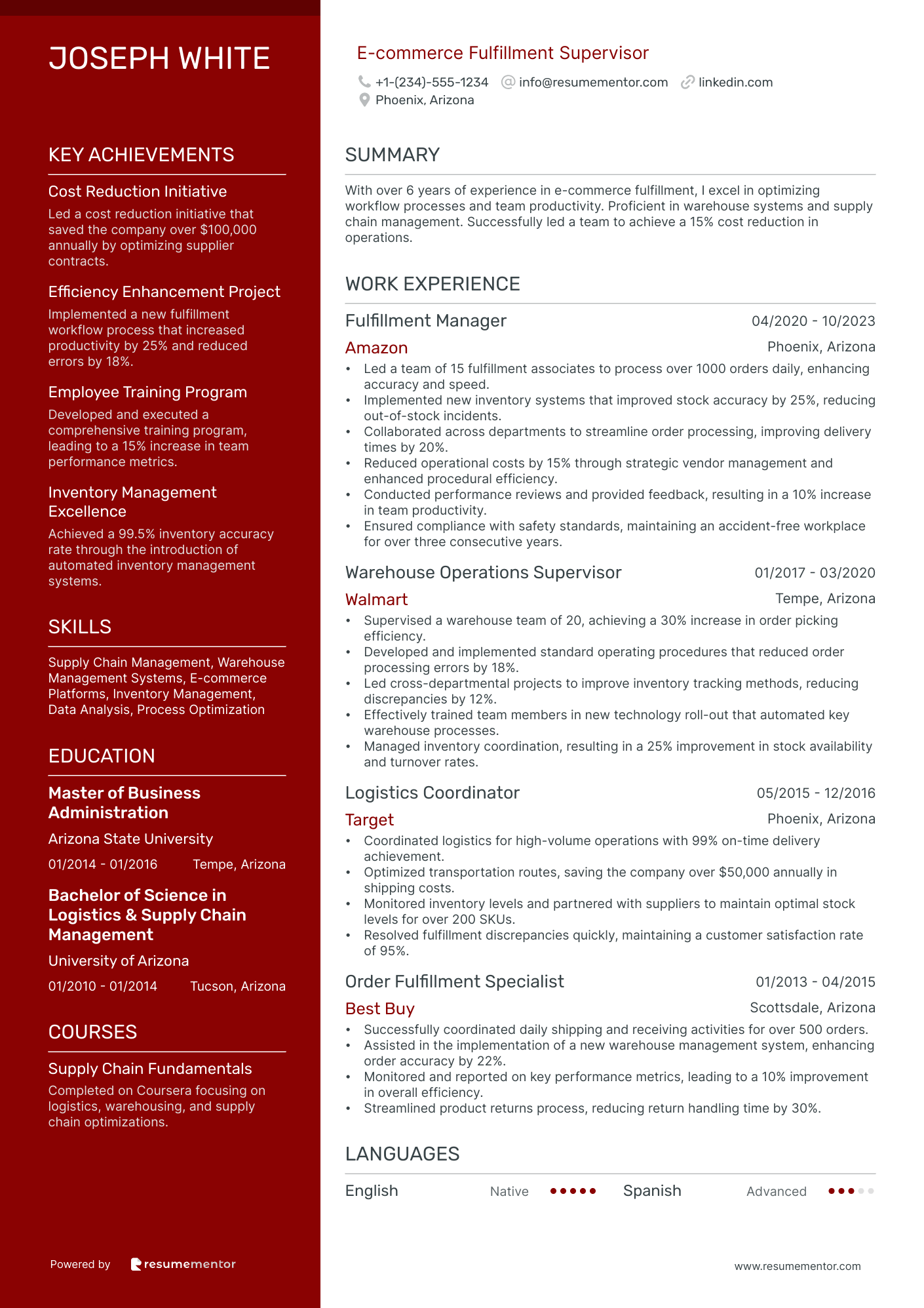 E commerce Fulfillment Supervisor