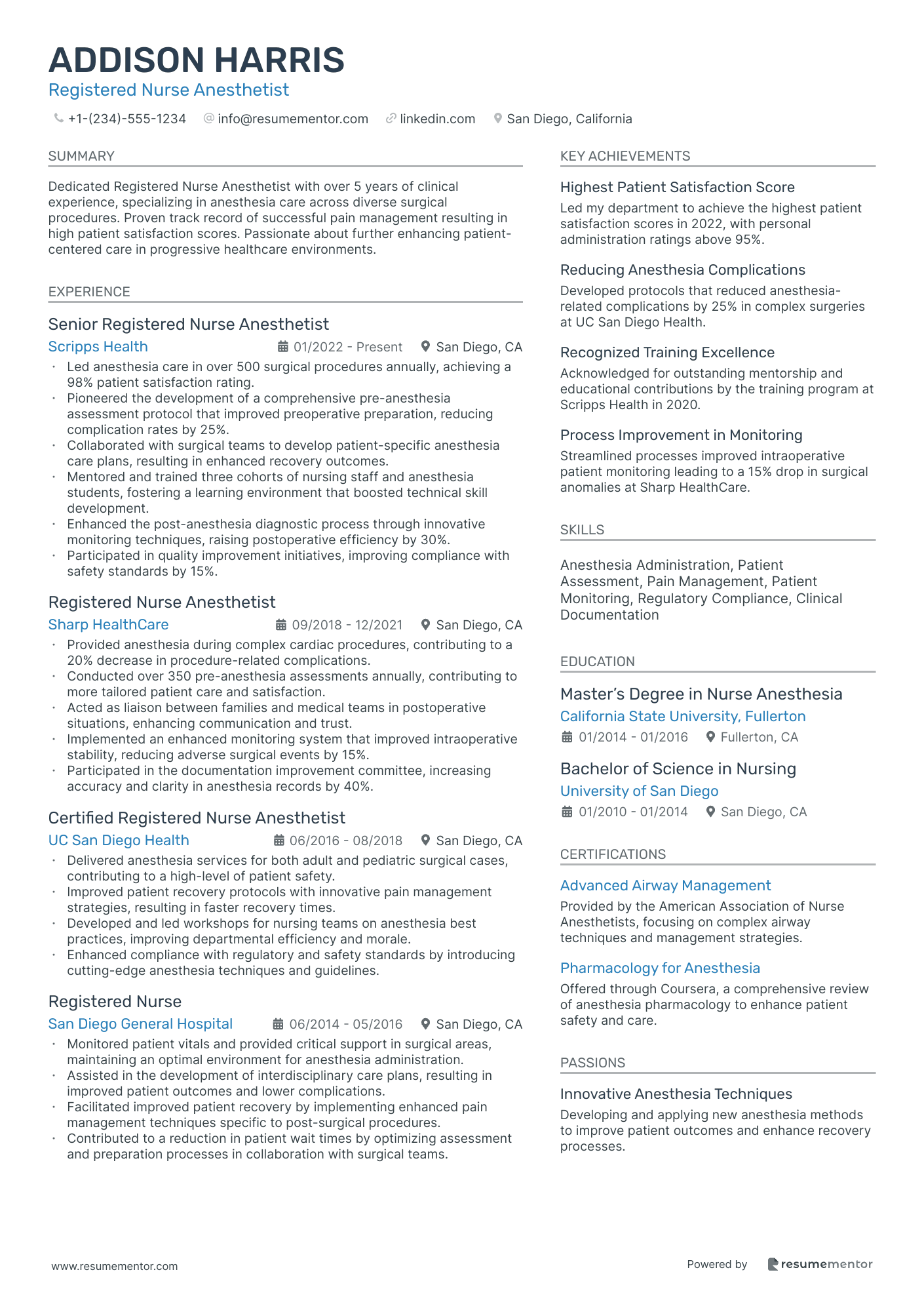 Registered Nurse Anesthetist