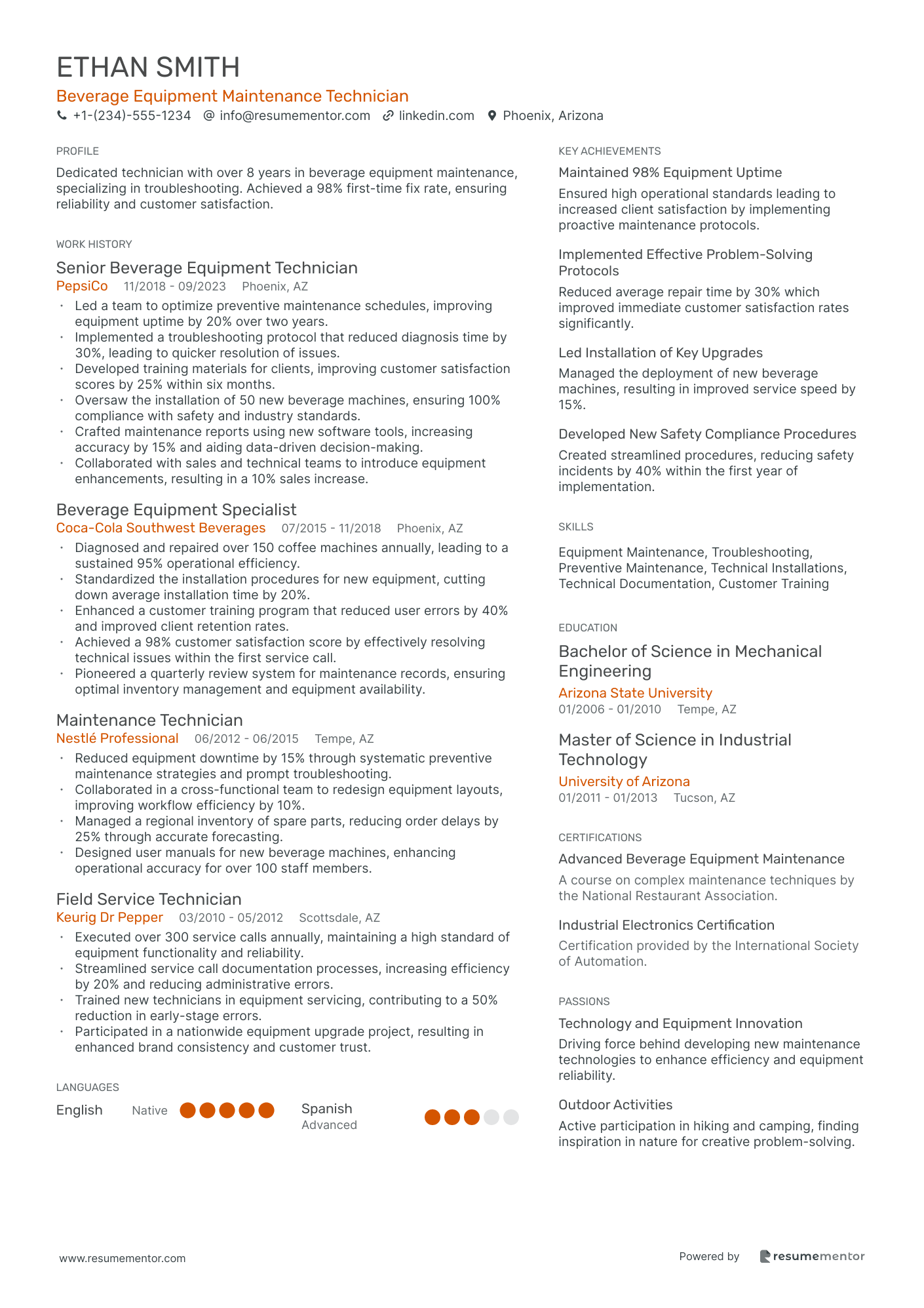 Beverage Equipment Maintenance Technician