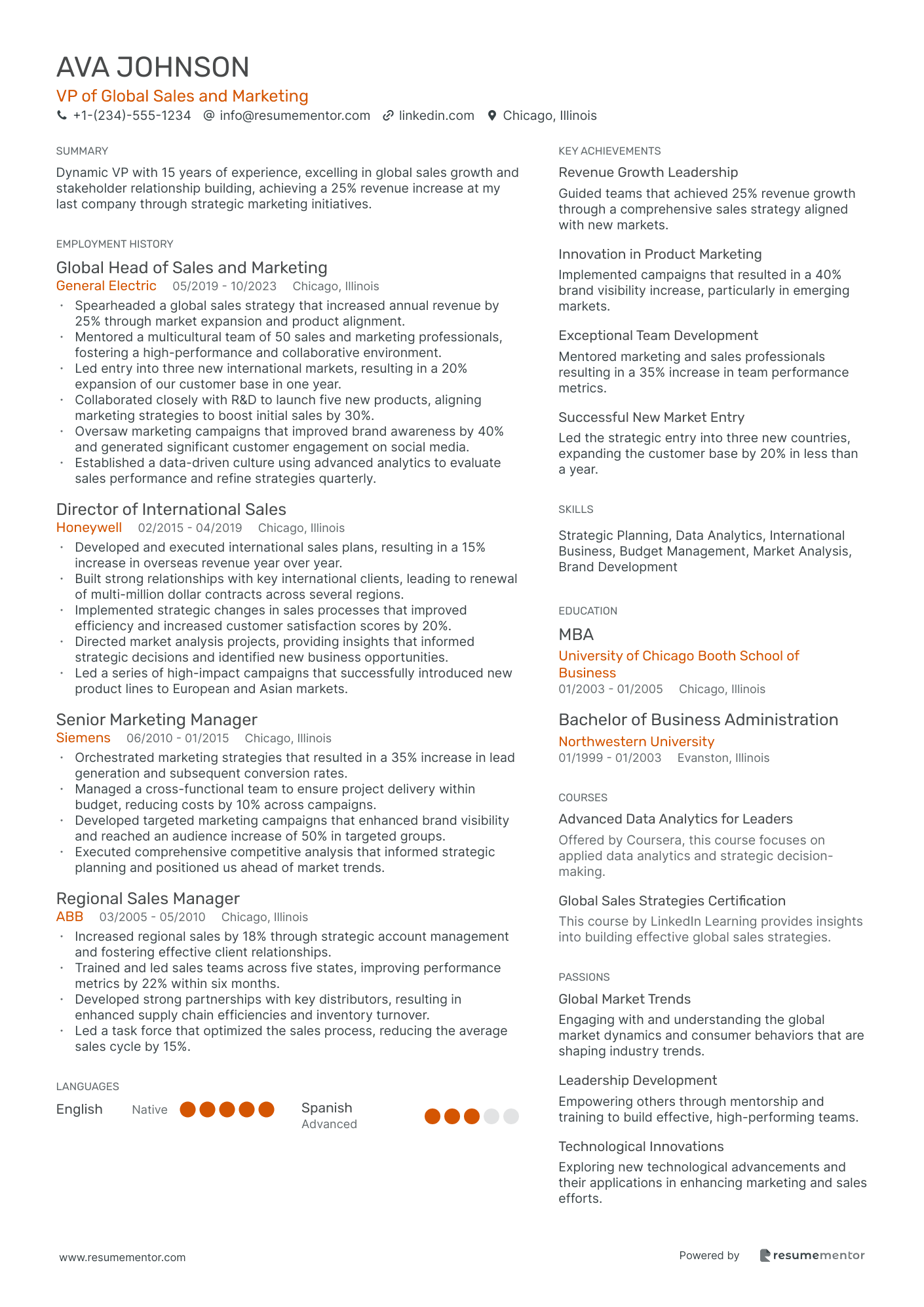 VP of Global Sales and Marketing