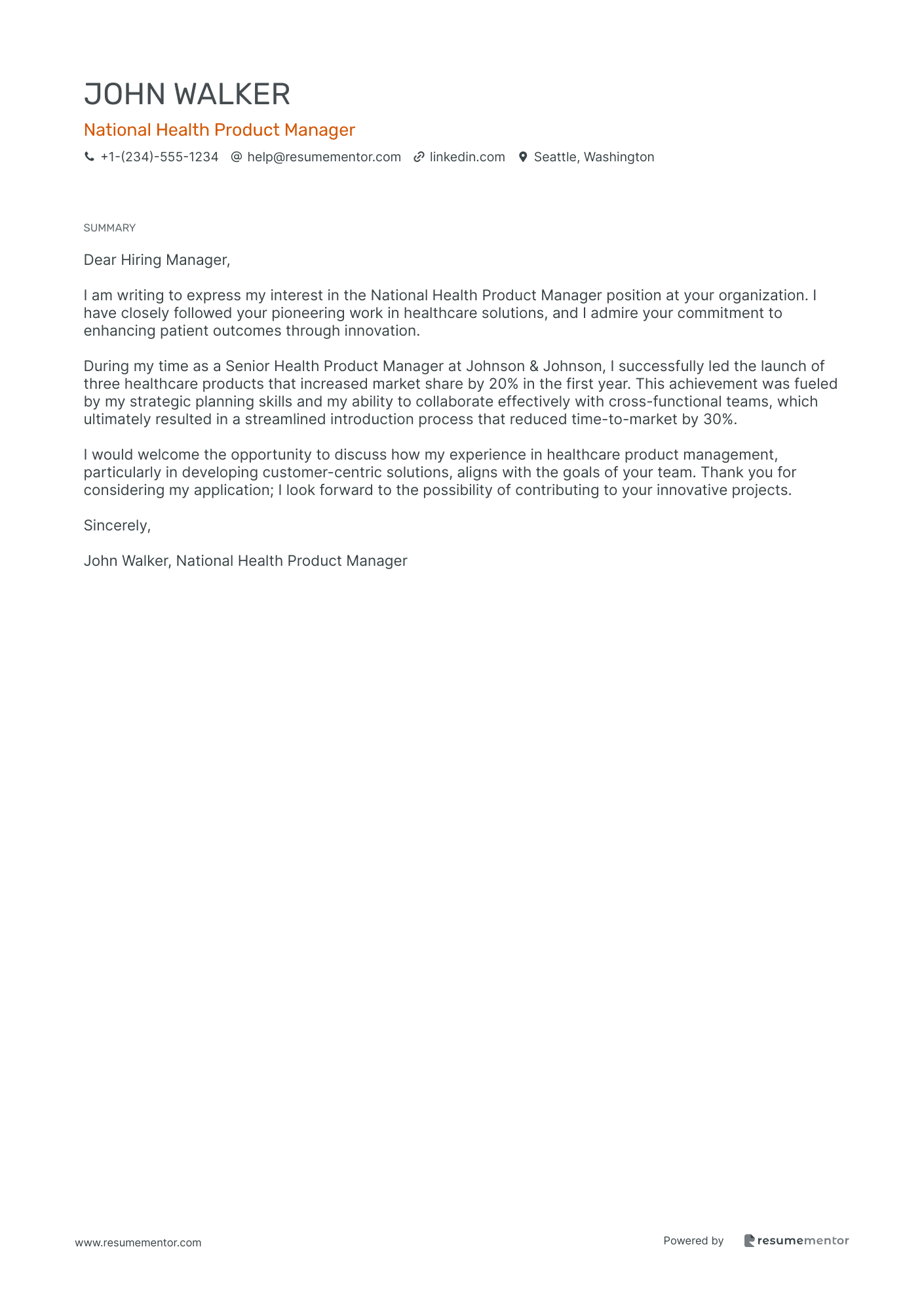 National Health Product Manager