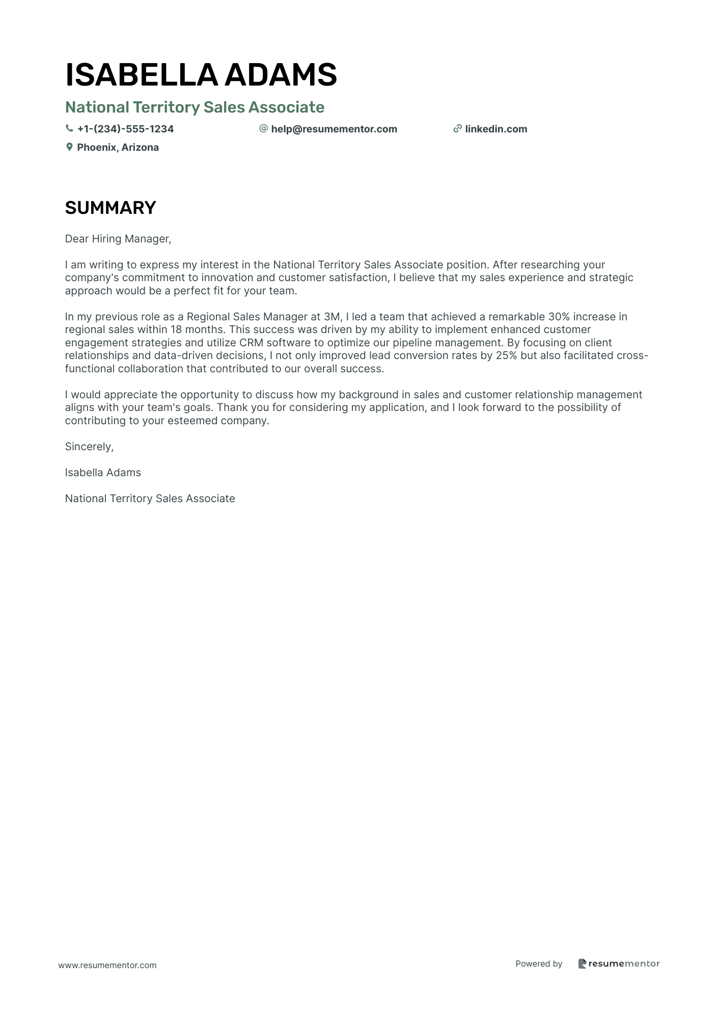 National Territory Sales Associate