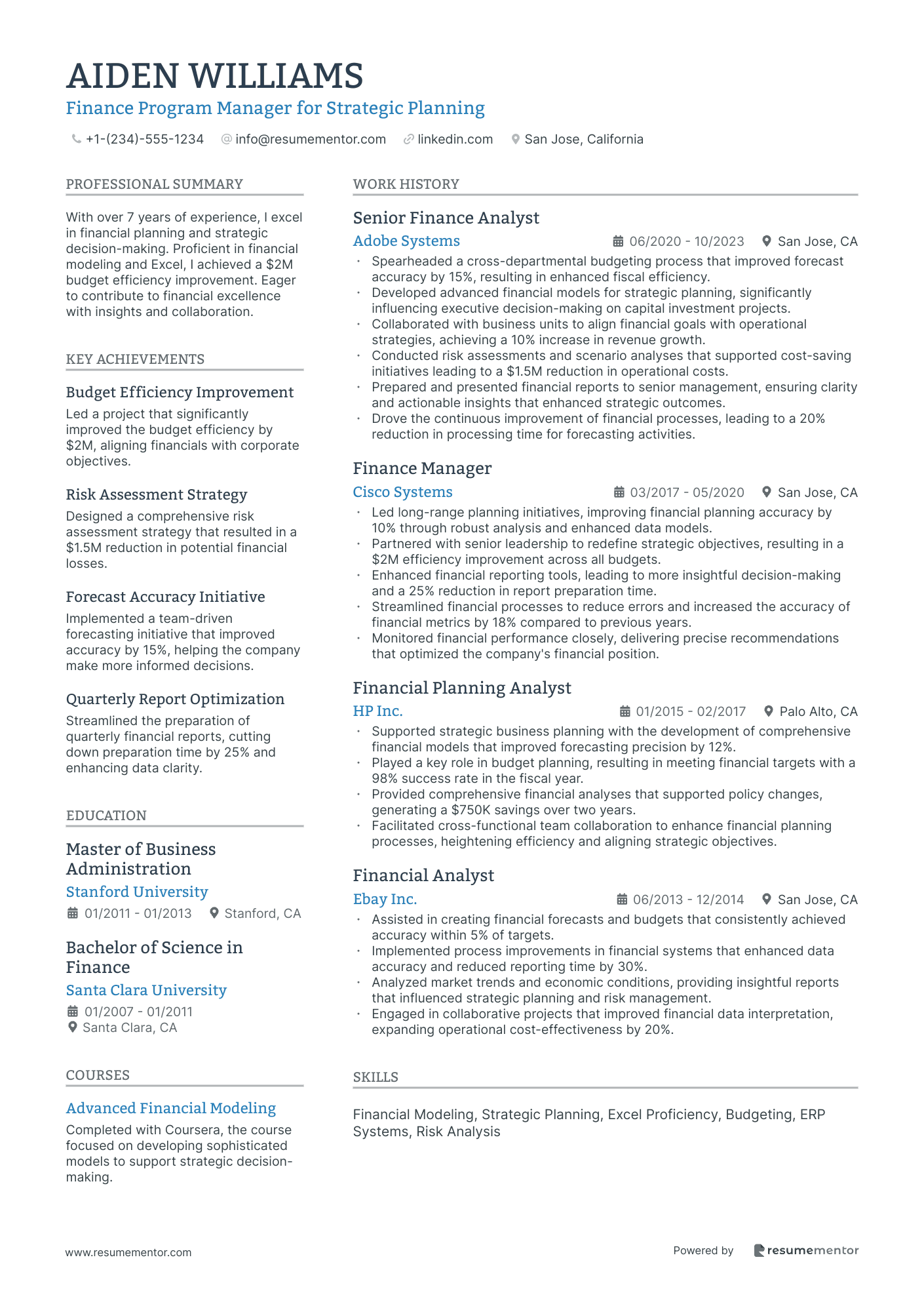 Finance Program Manager for Strategic Planning