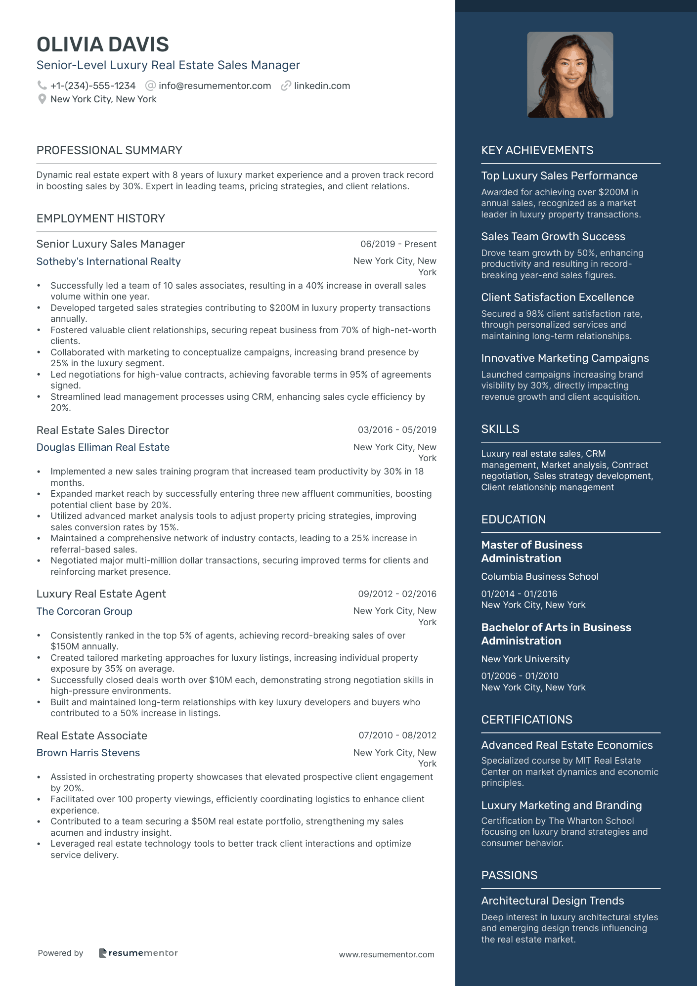 Senior Level Luxury Real Estate Sales Manager