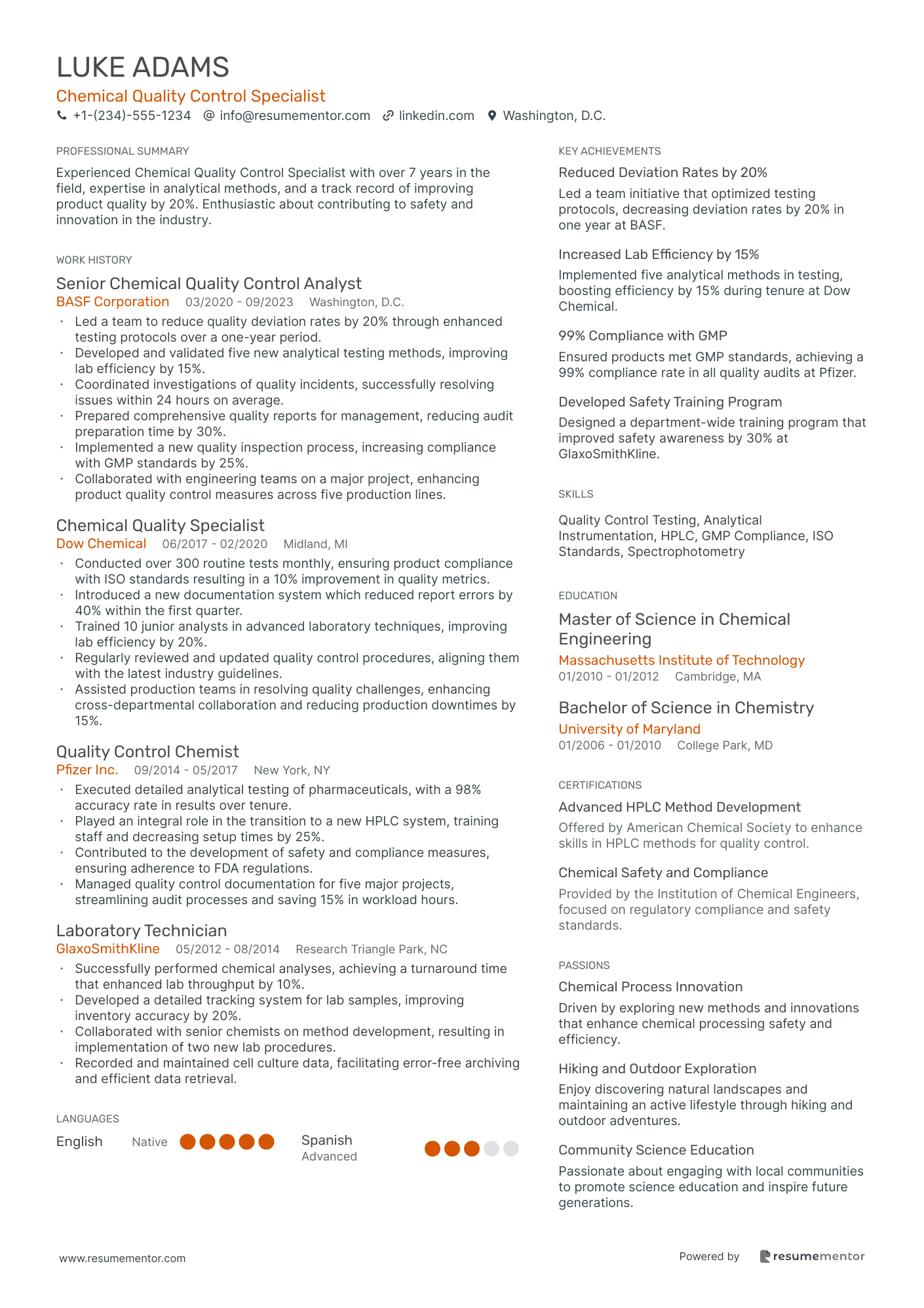 Chemical Quality Control Specialist