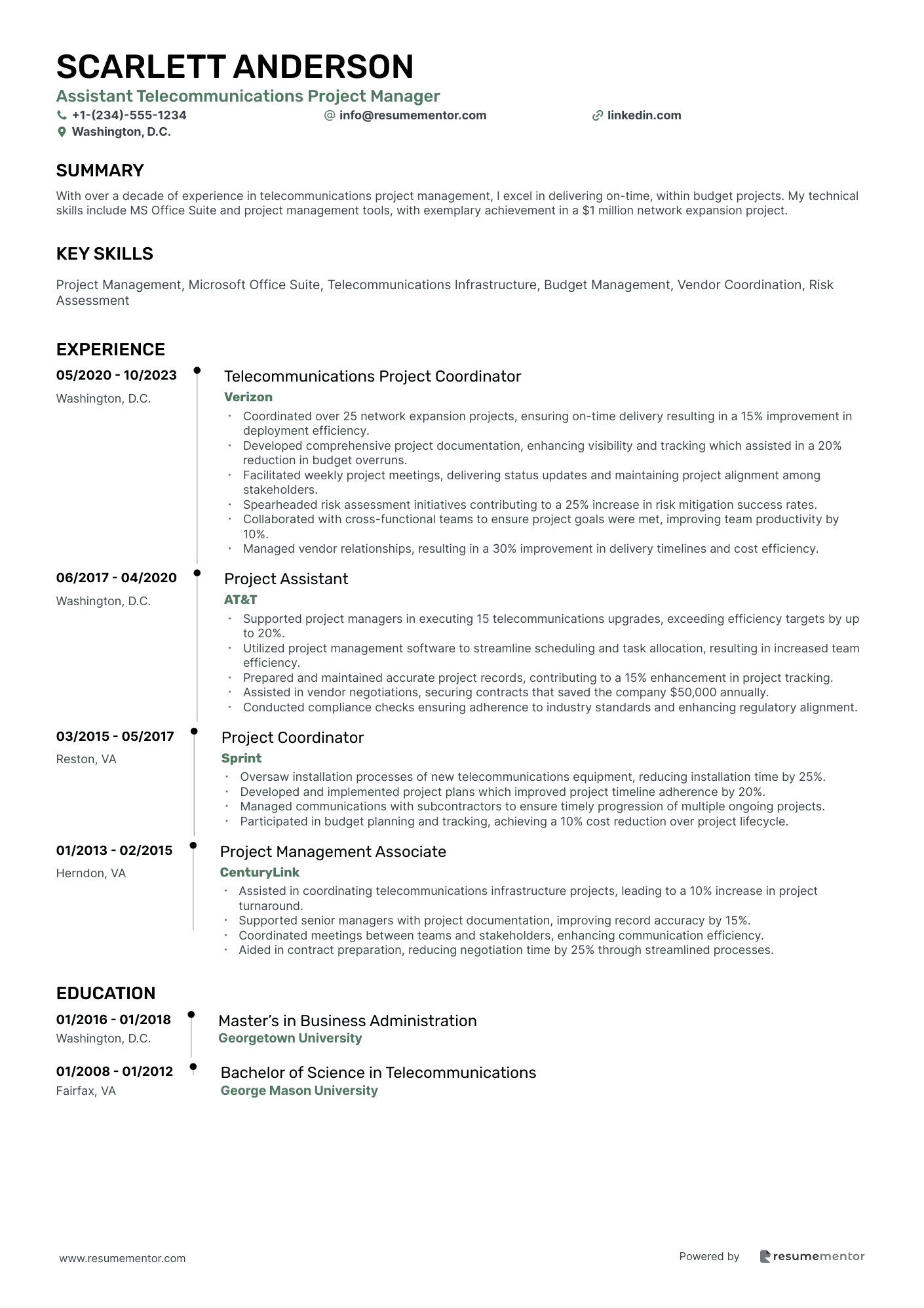 Assistant Telecommunications Project Manager