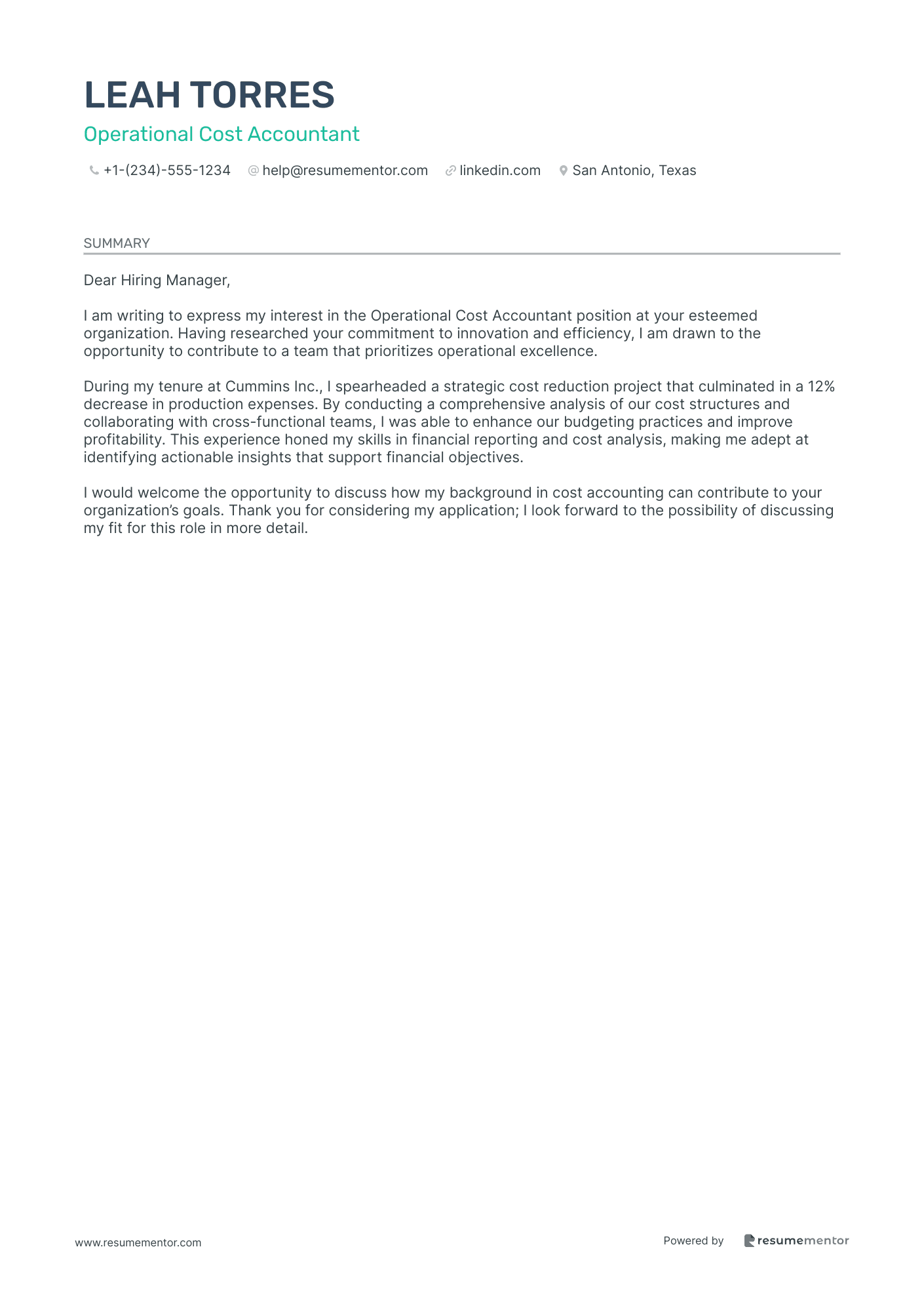 Operational Cost Accountant