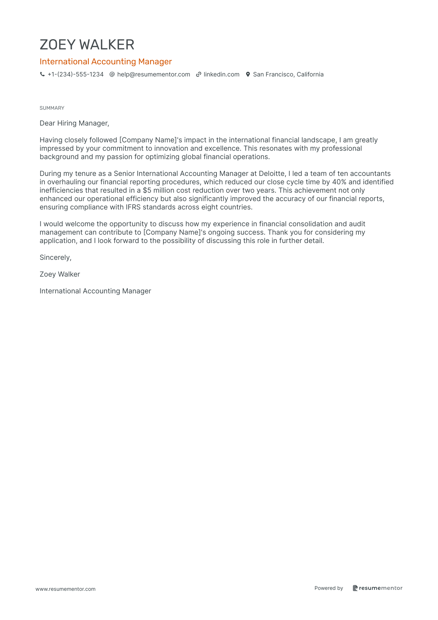 International Accounting Manager