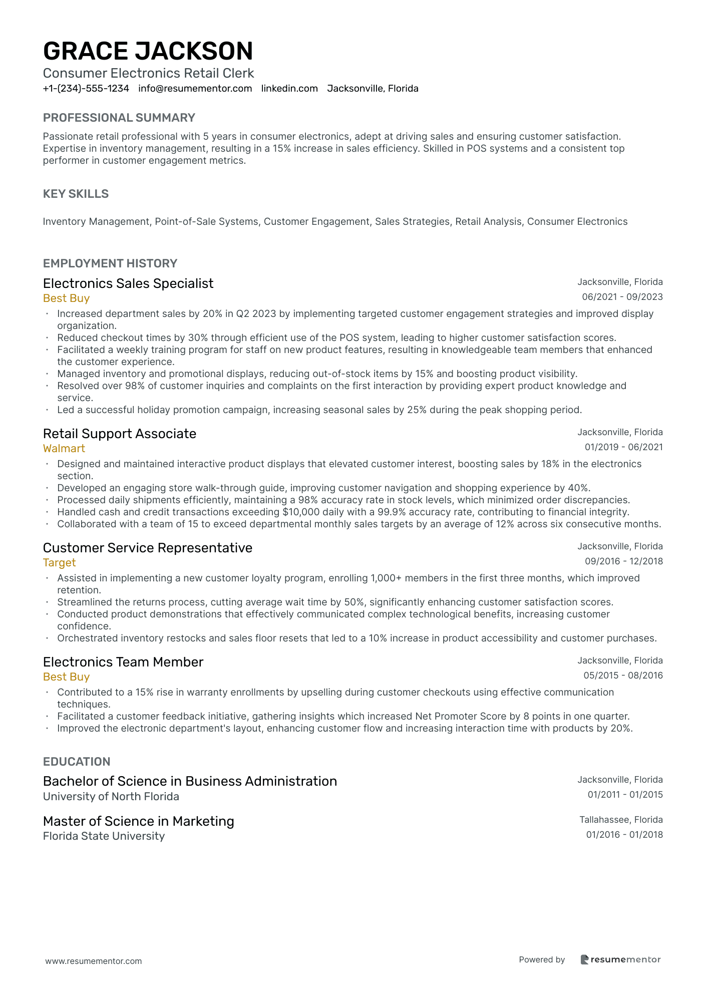 Consumer Electronics Retail Clerk