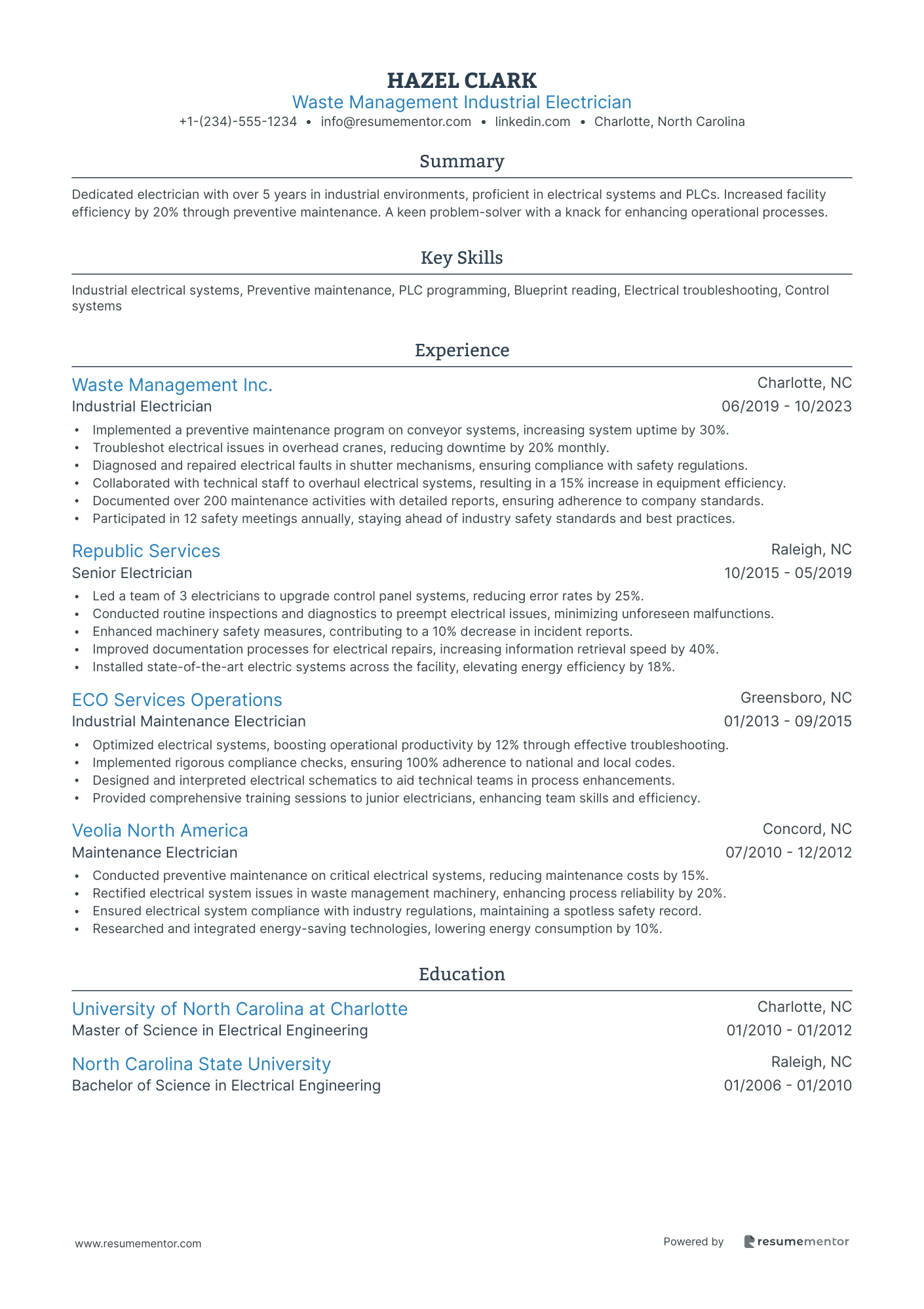 Waste Management Industrial Electrician