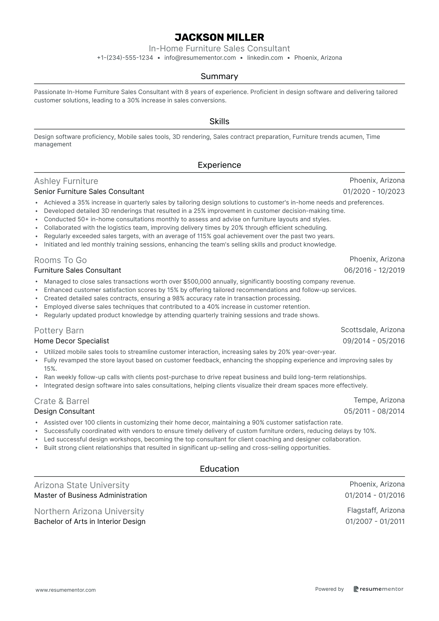 In Home Furniture Sales Consultant