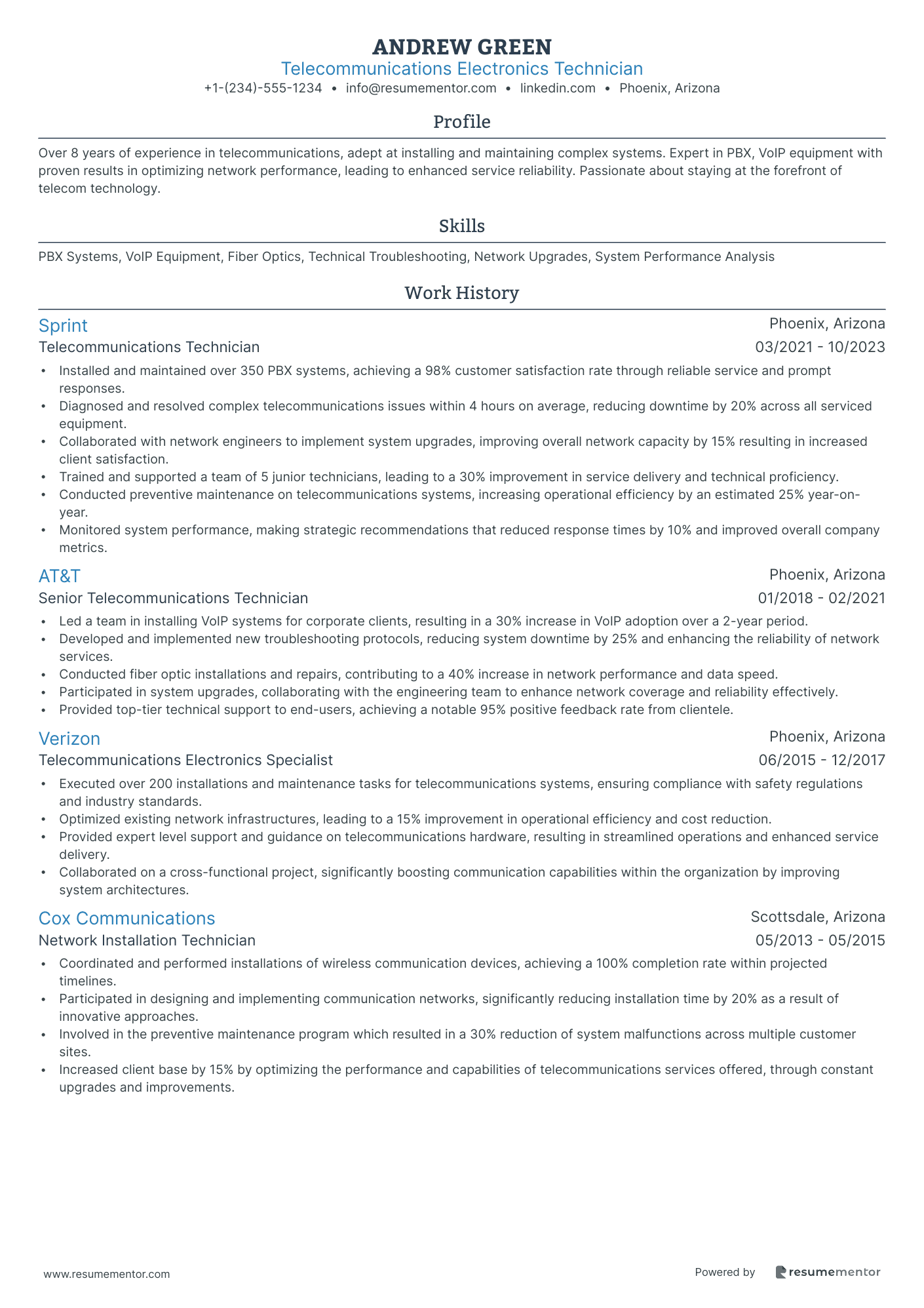 Telecommunications Electronics Technician