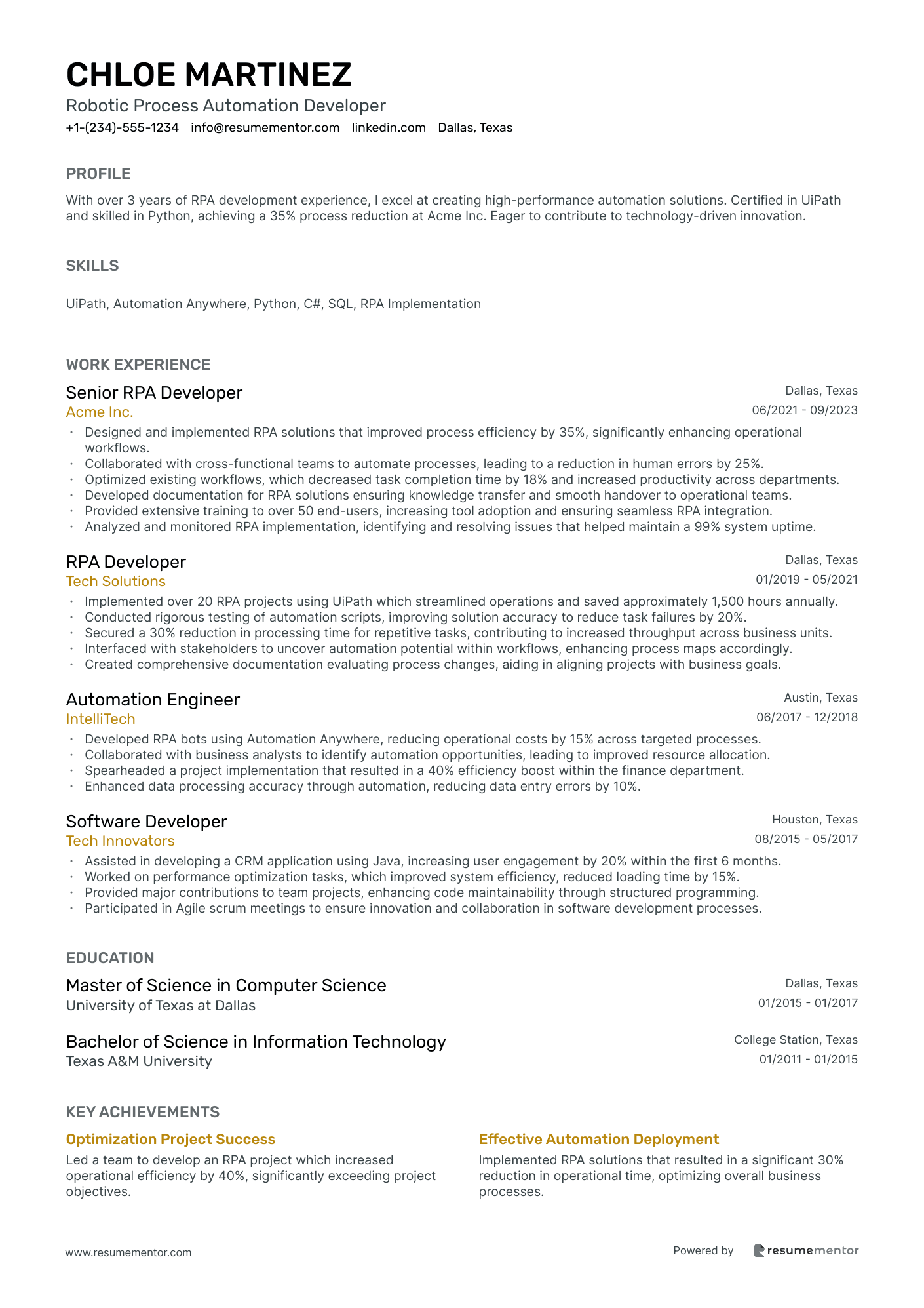Robotic Process Automation Developer