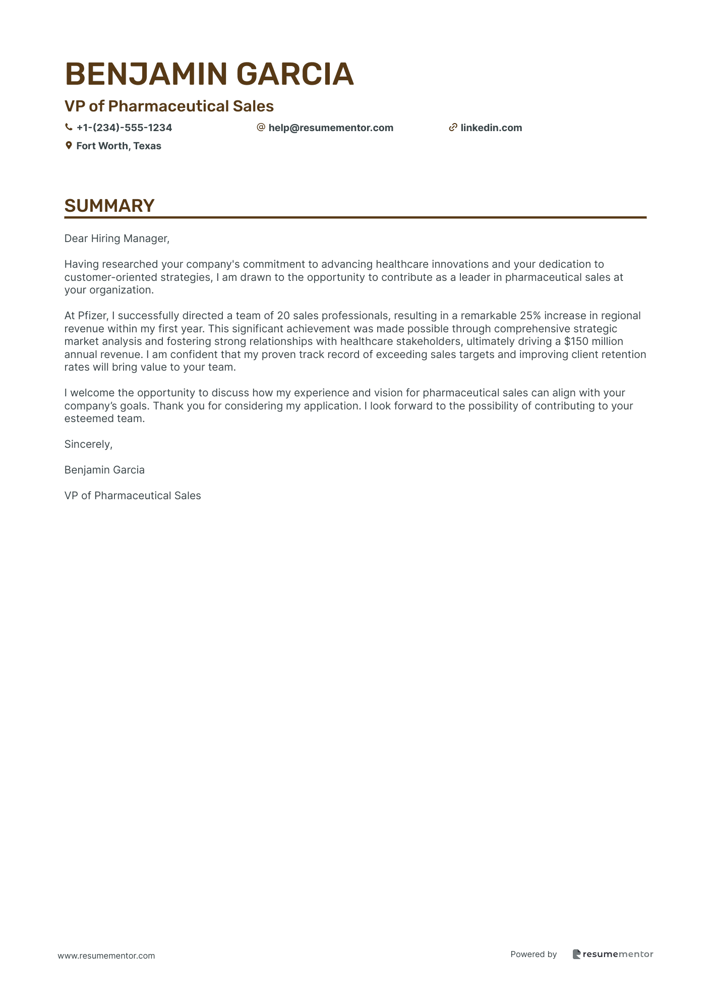 VP of Pharmaceutical Sales