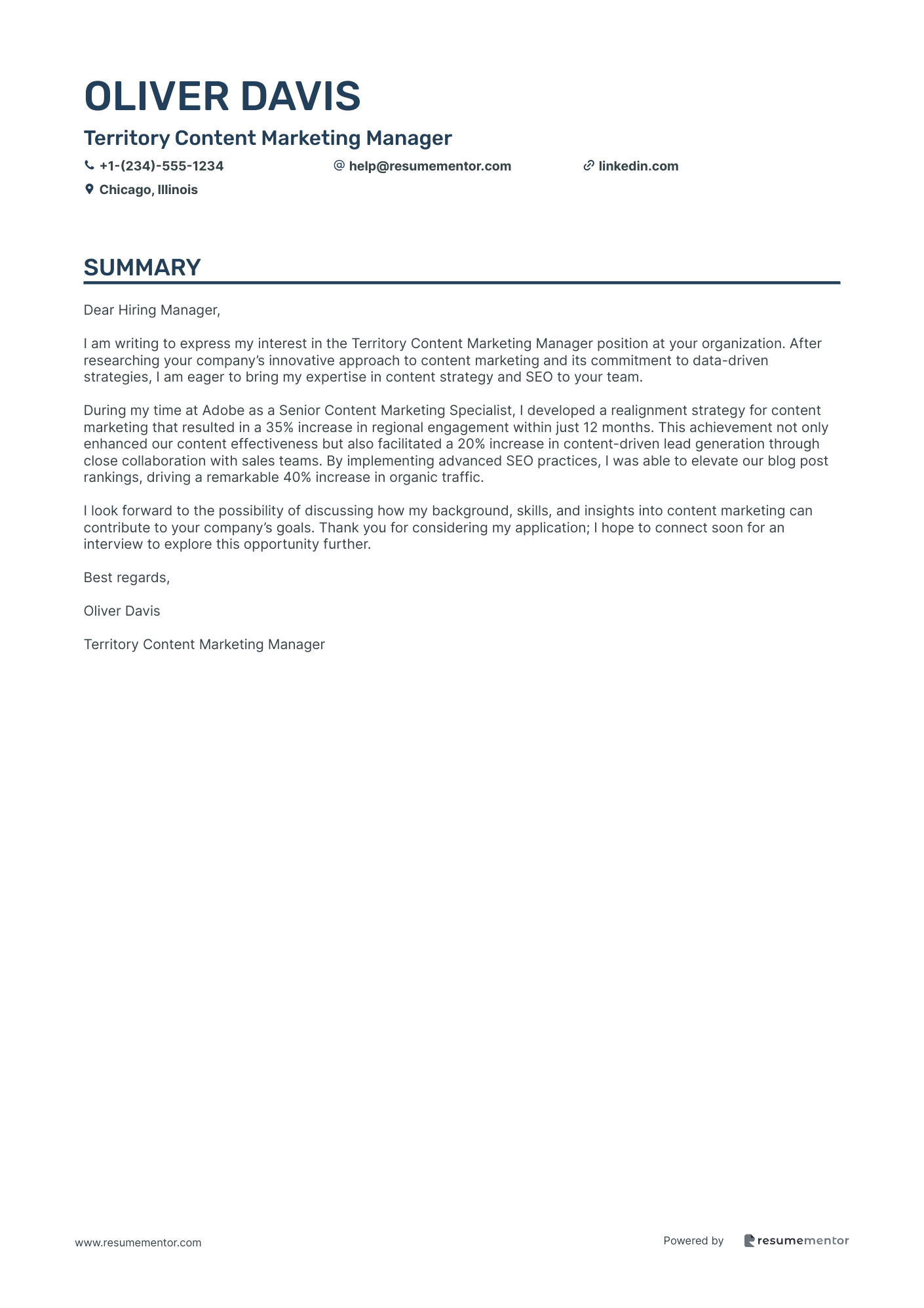 Territory Content Marketing Manager