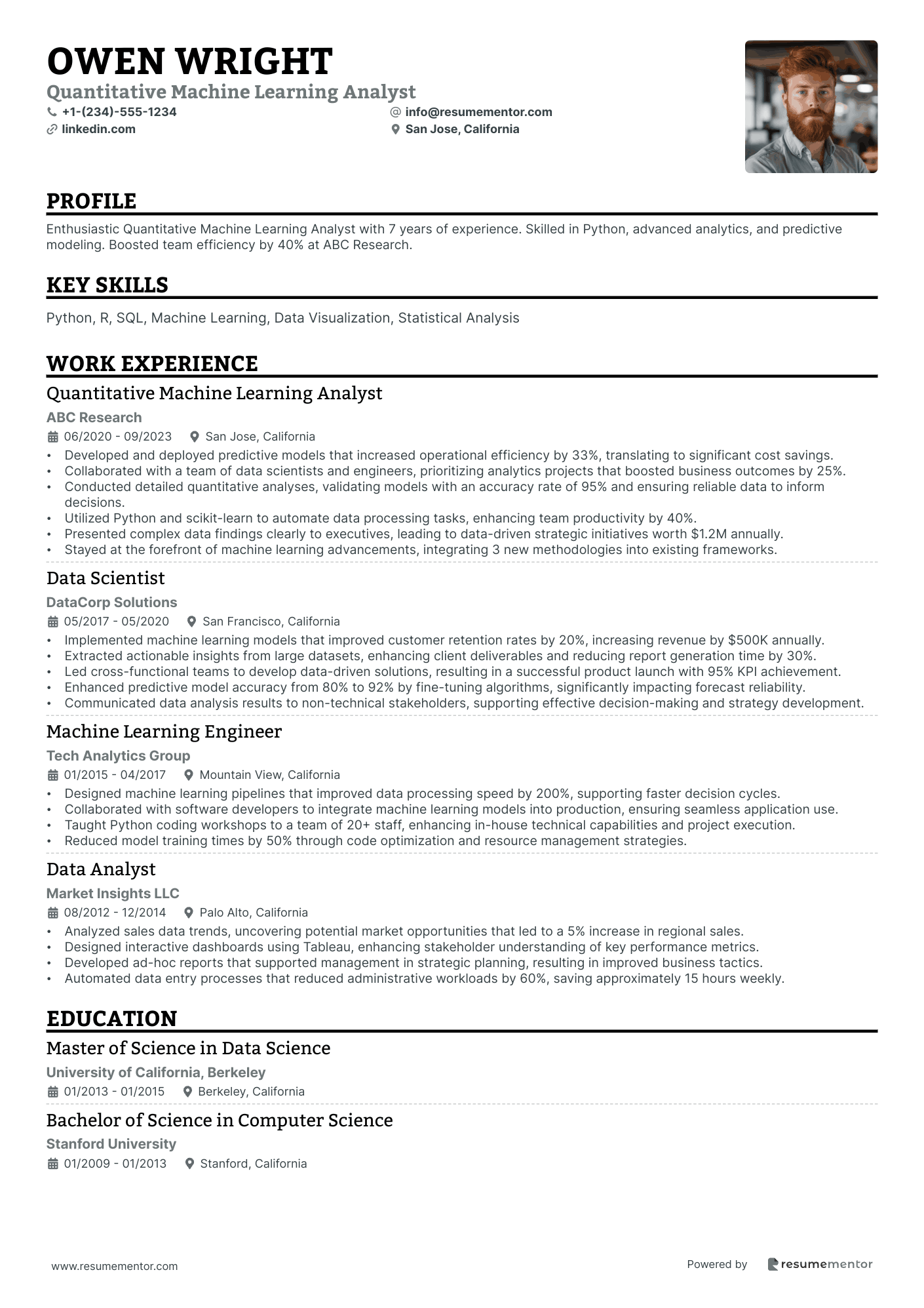 Quantitative Machine Learning Analyst