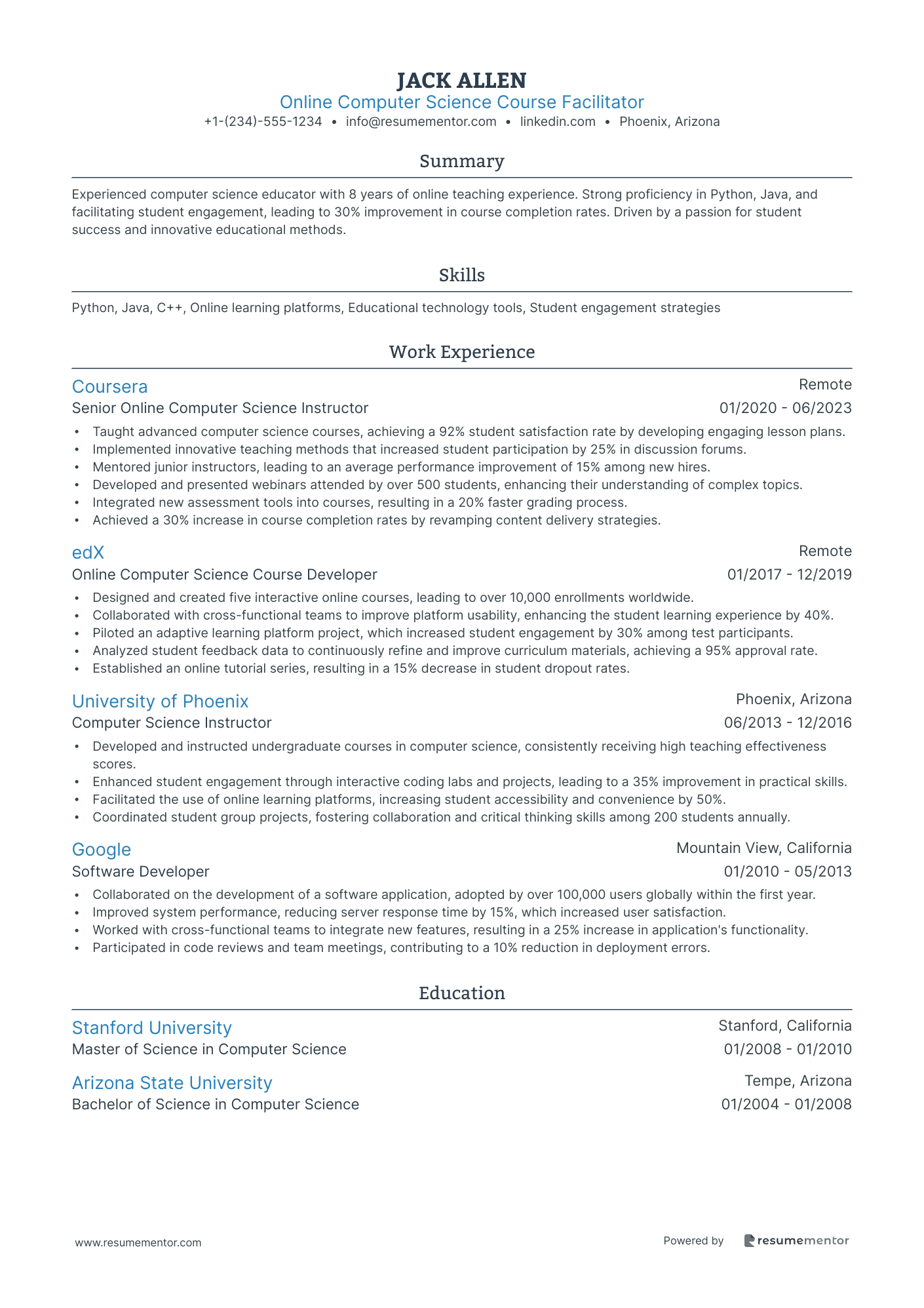 Online Computer Science Course Facilitator