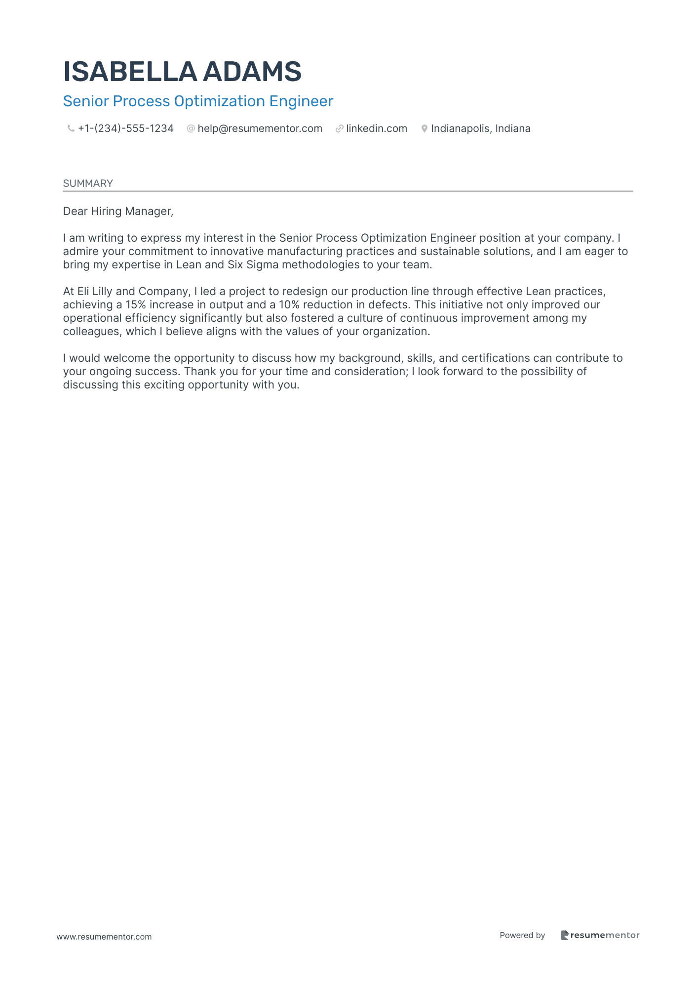 Senior Process Optimization Engineer