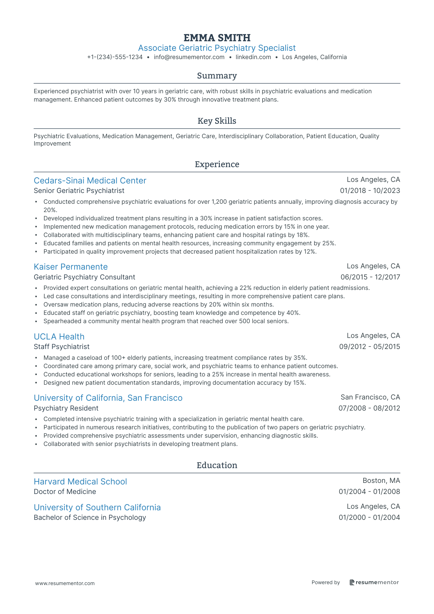 Associate Geriatric Psychiatry Specialist