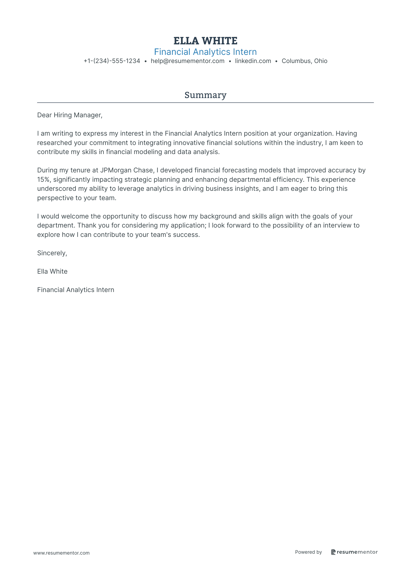 Financial Analytics Intern
