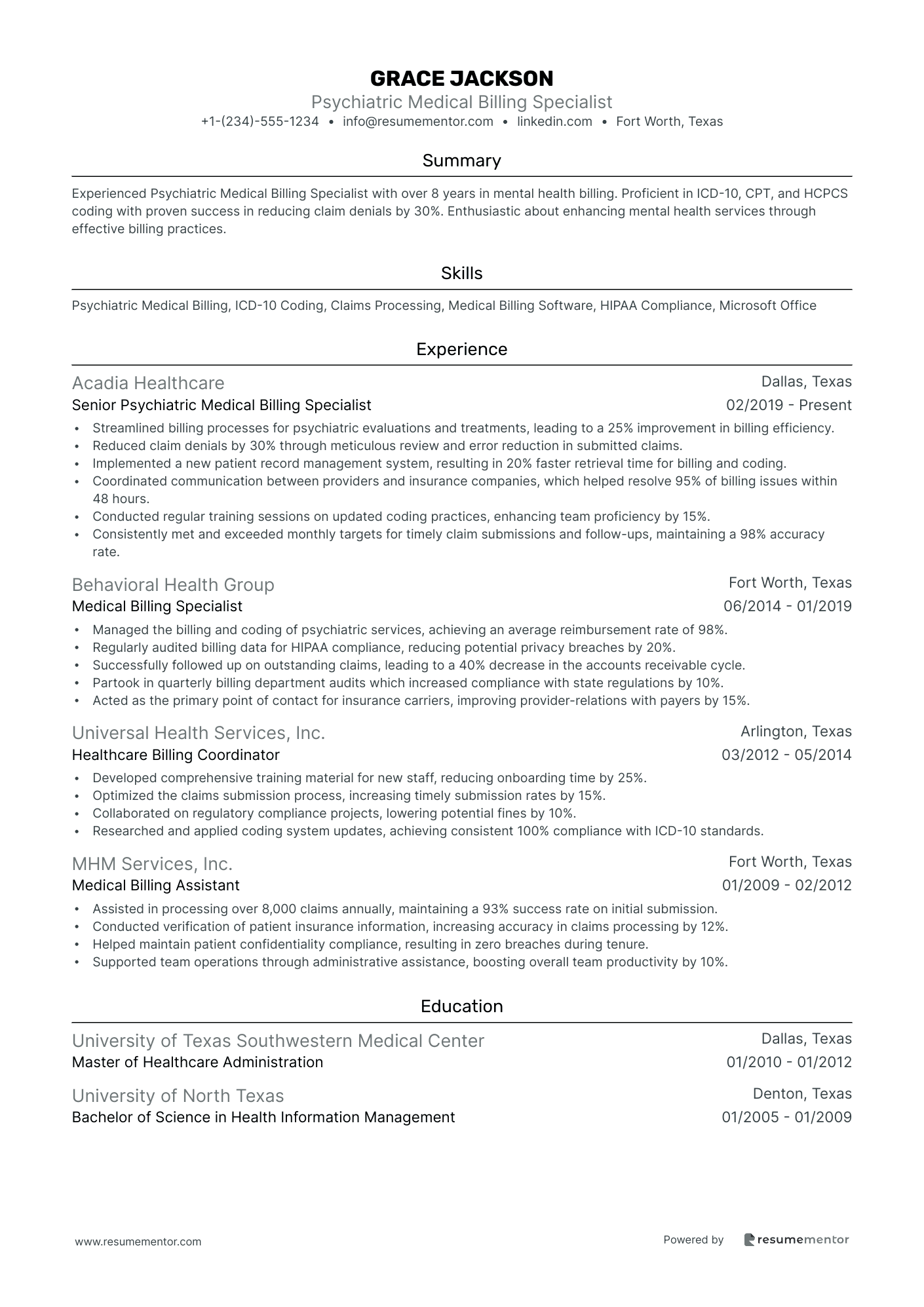 Psychiatric Medical Billing Specialist