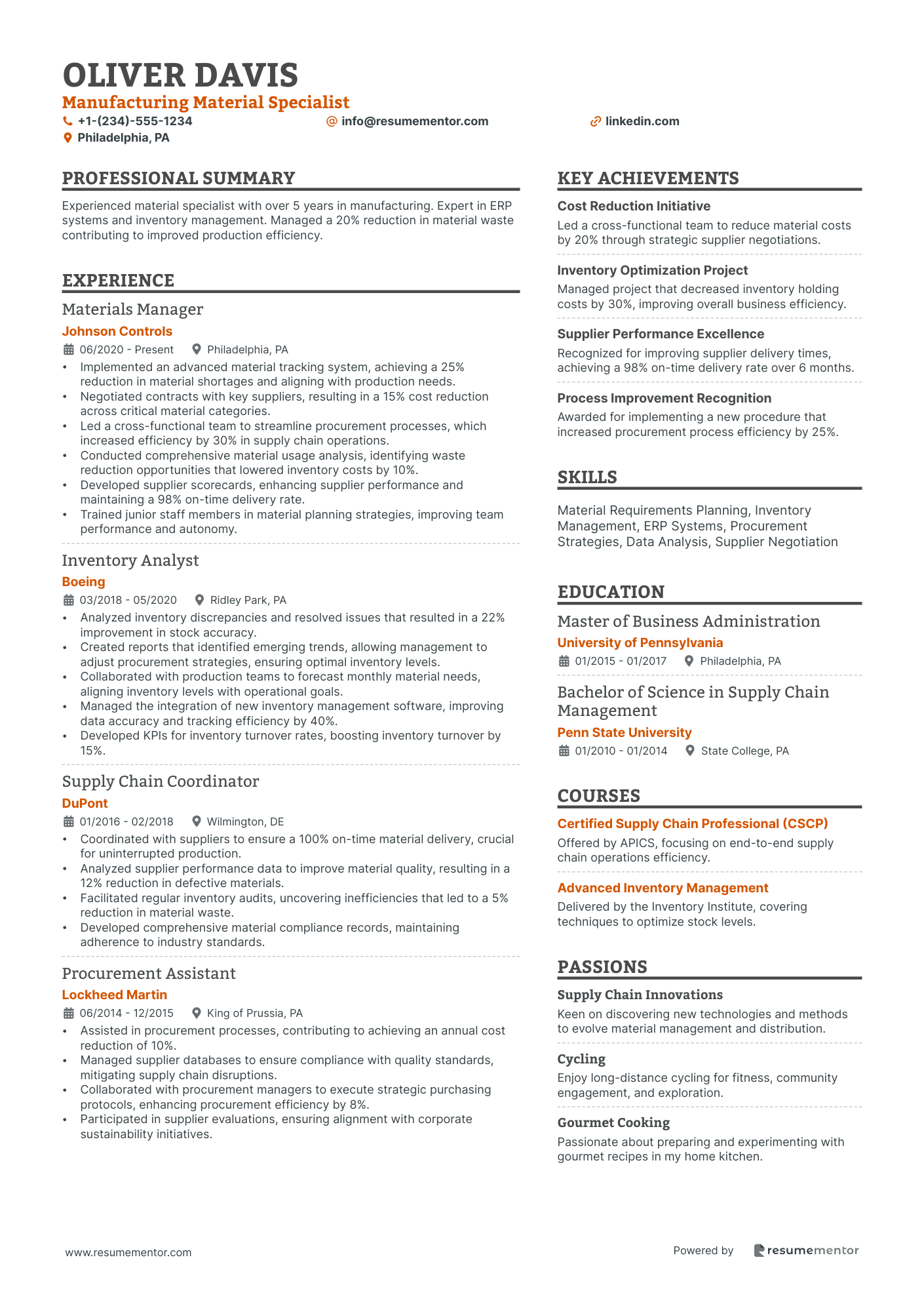 Manufacturing Material Specialist