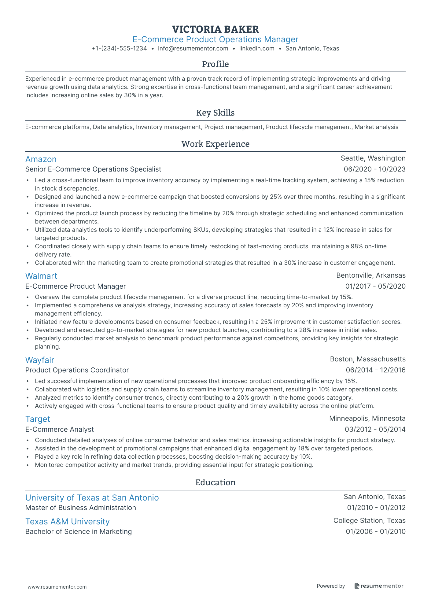 E Commerce Product Operations Manager