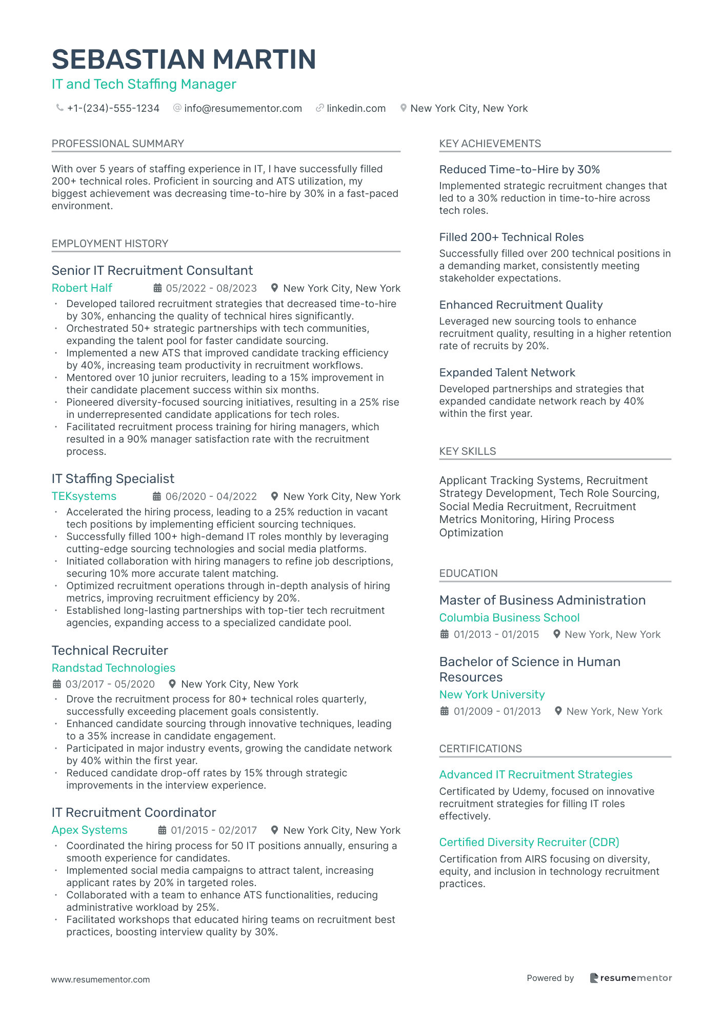IT and Tech Staffing Manager