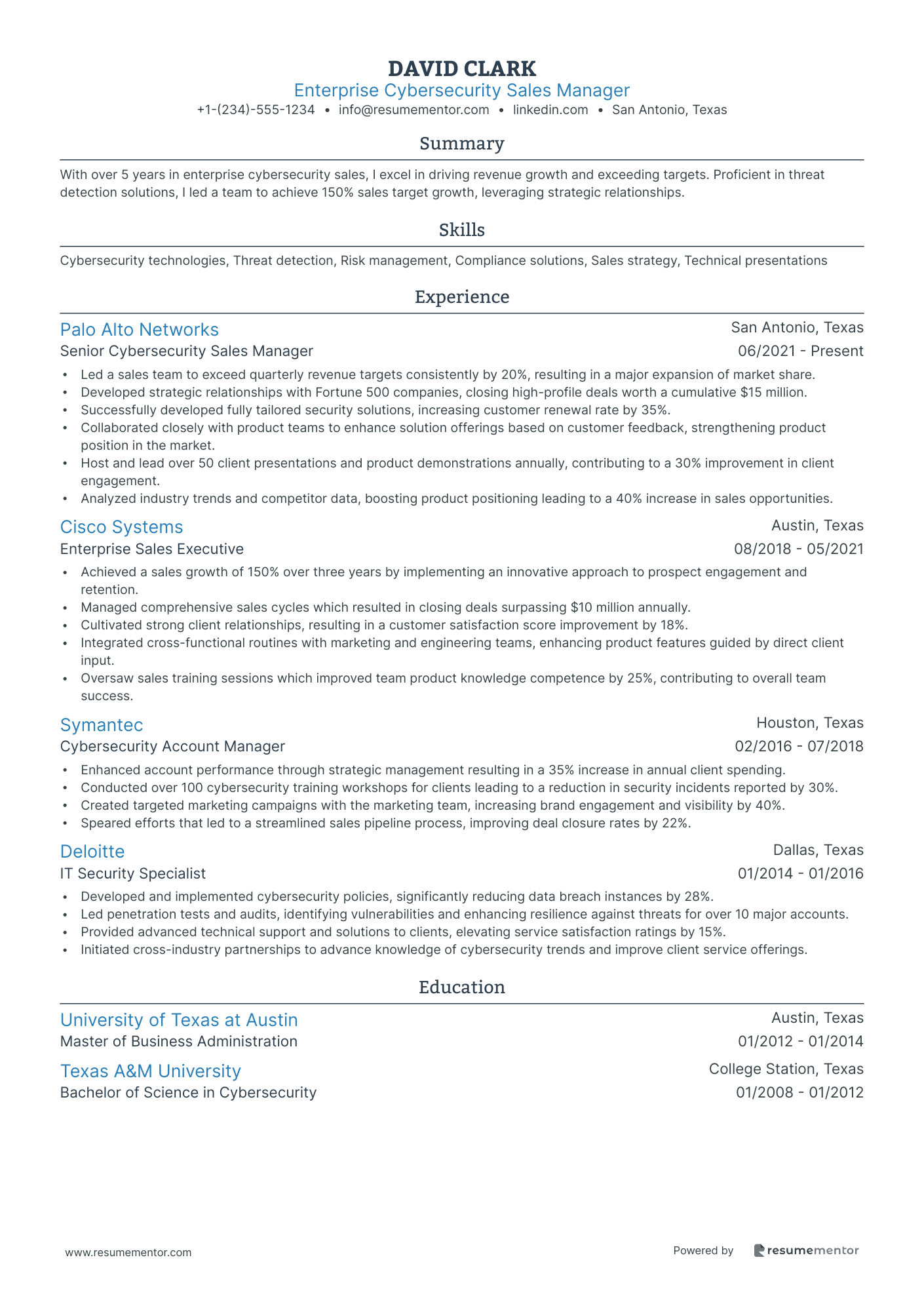 Enterprise Cybersecurity Sales Manager