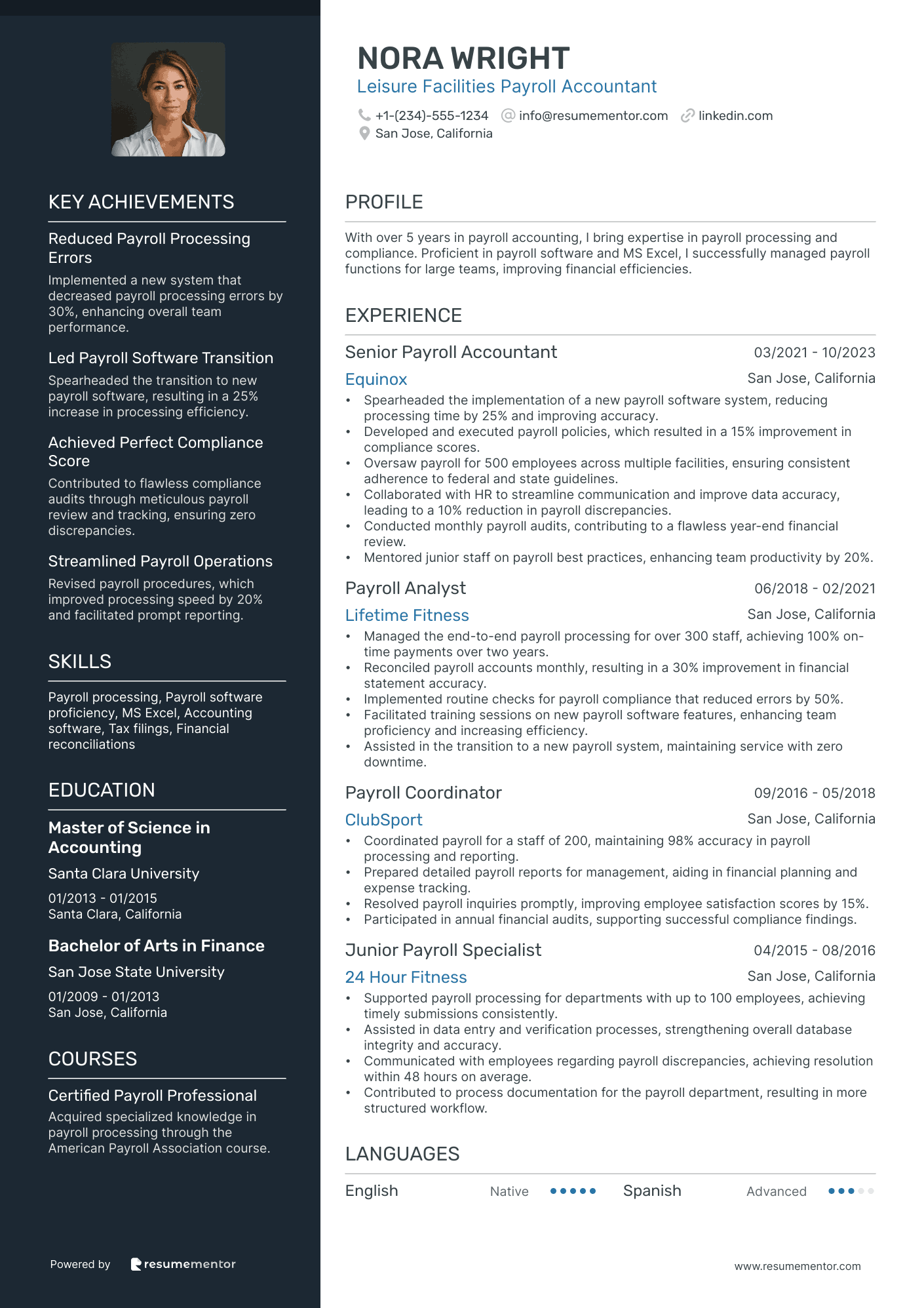 Leisure Facilities Payroll Accountant