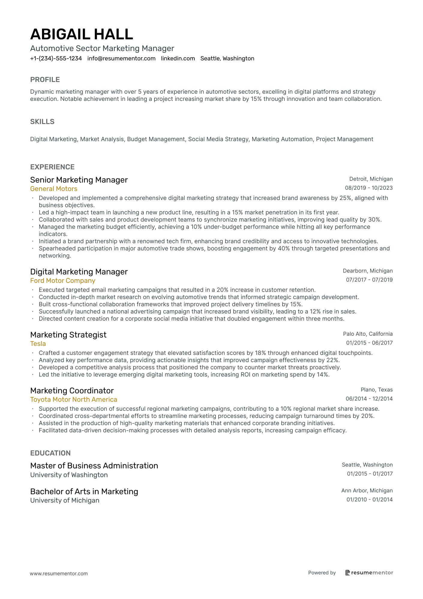 Automotive Sector Marketing Manager
