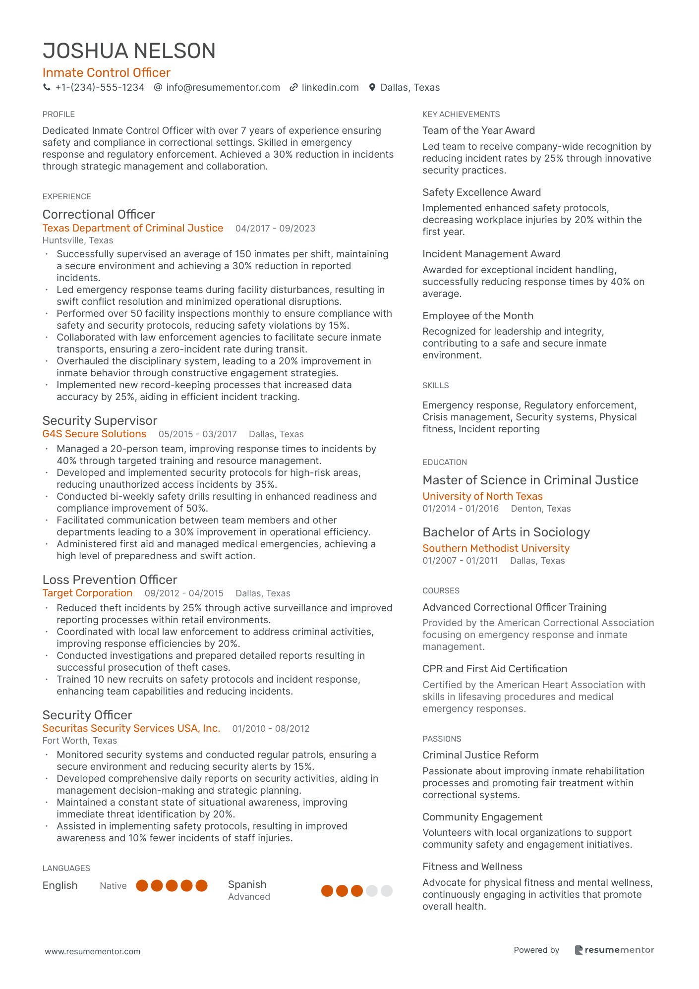 Inmate Control Officer