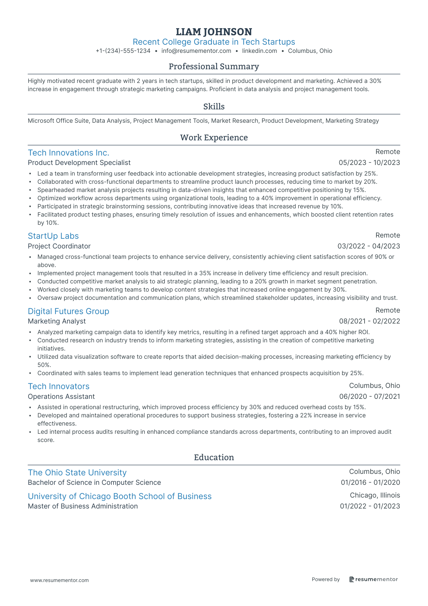 Recent College Graduate in Tech Startups