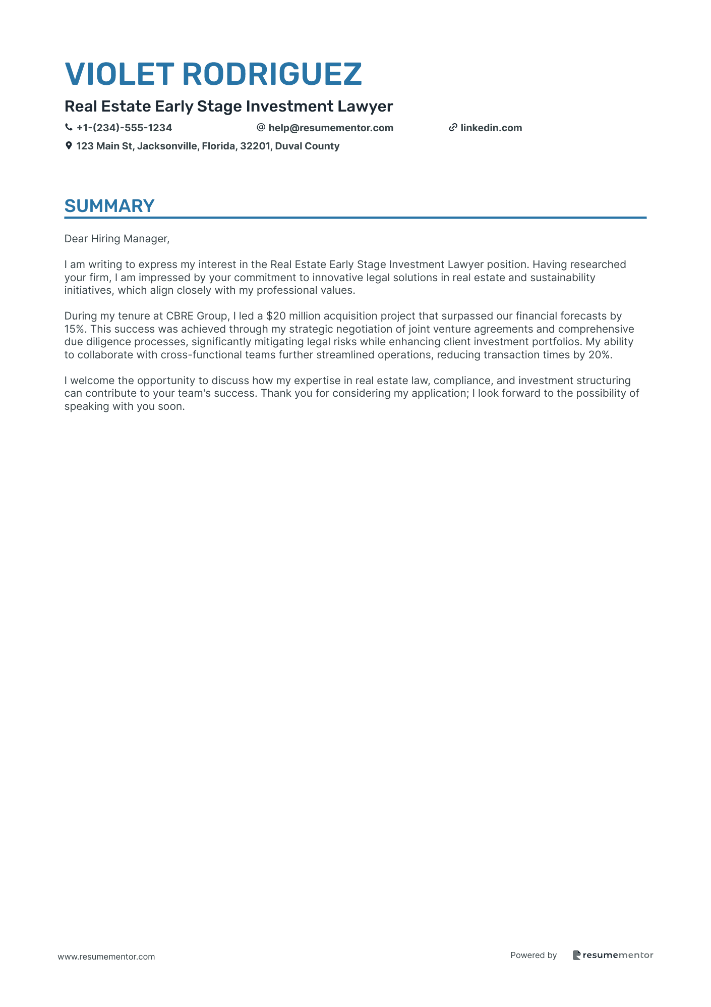 Real Estate Early Stage Investment Lawyer