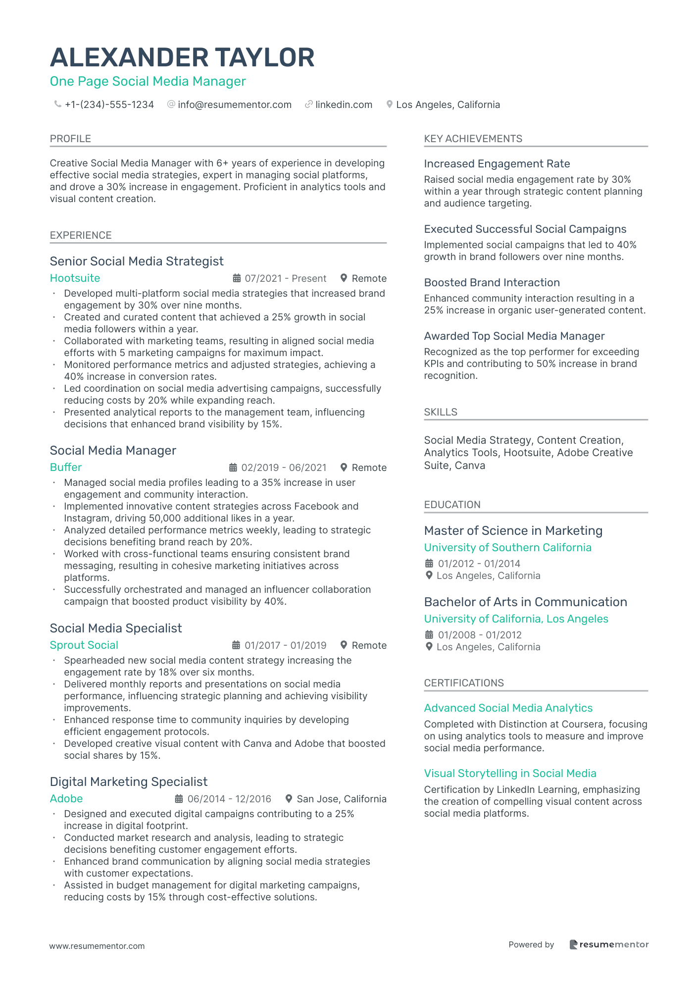 One Page Social Media Manager