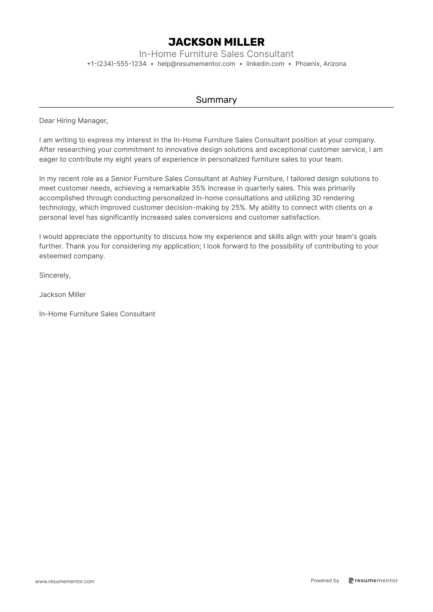 In Home Furniture Sales Consultant
