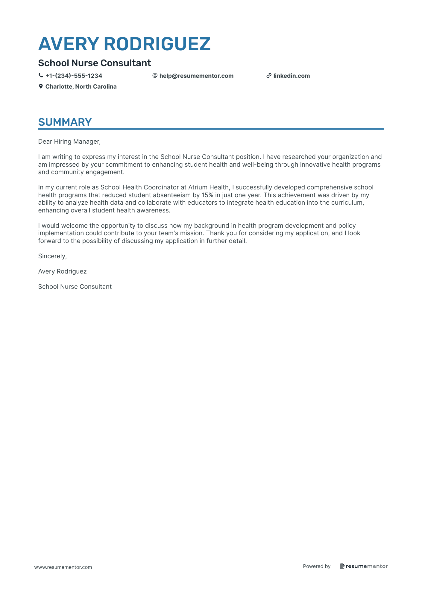 School Nurse Consultant