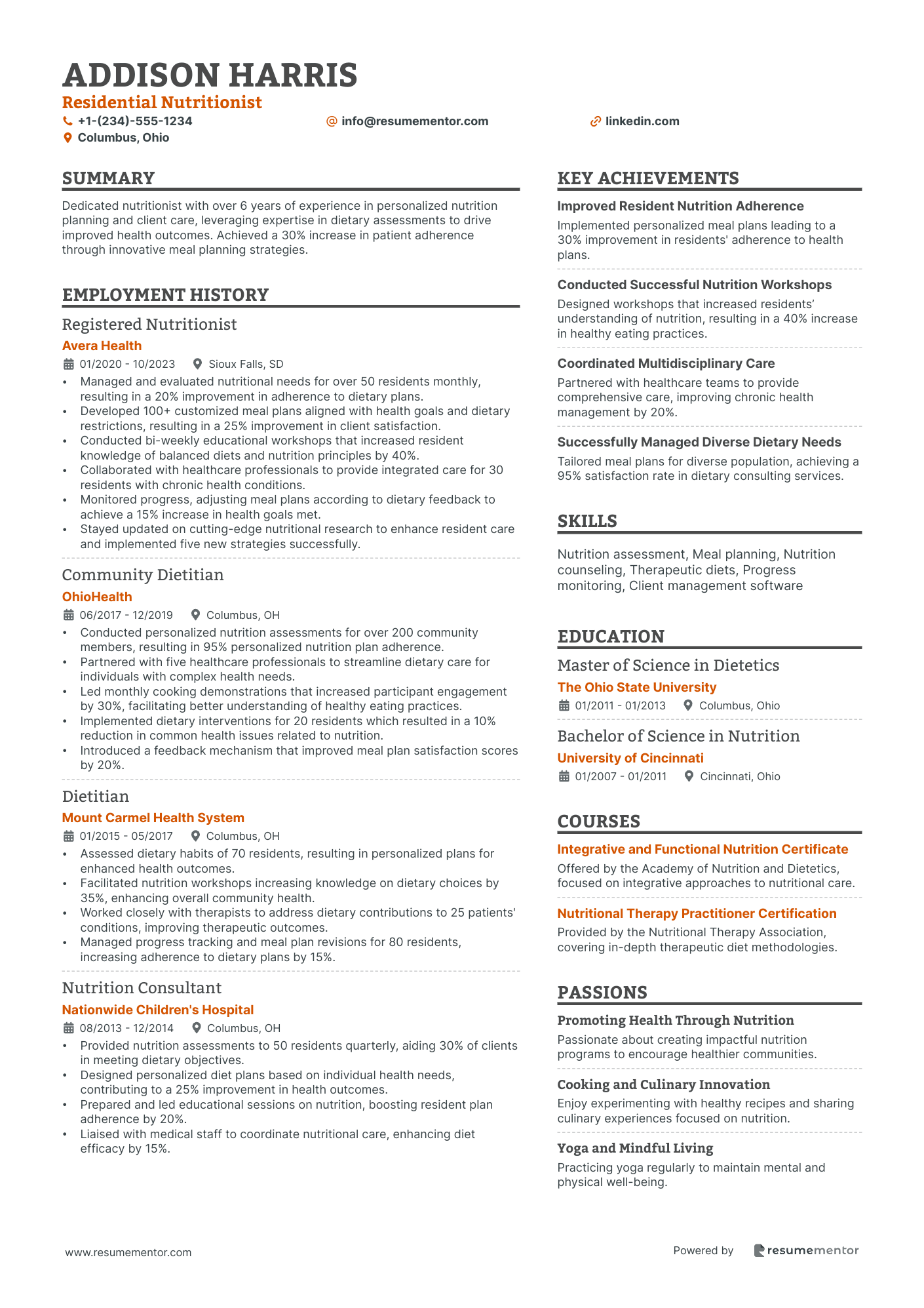 Residential Nutritionist