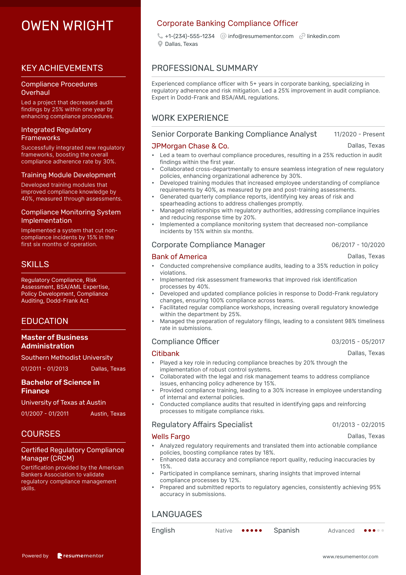 Corporate Banking Compliance Officer