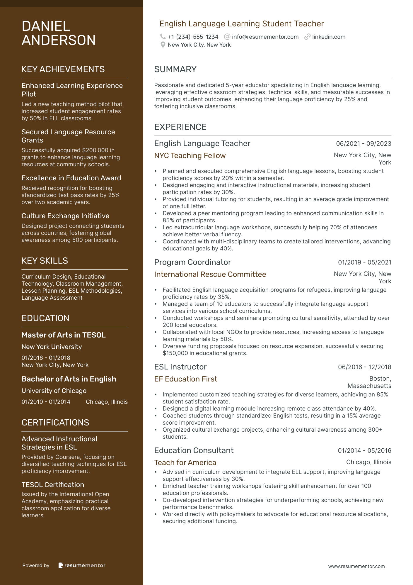 English Language Learning Student Teacher