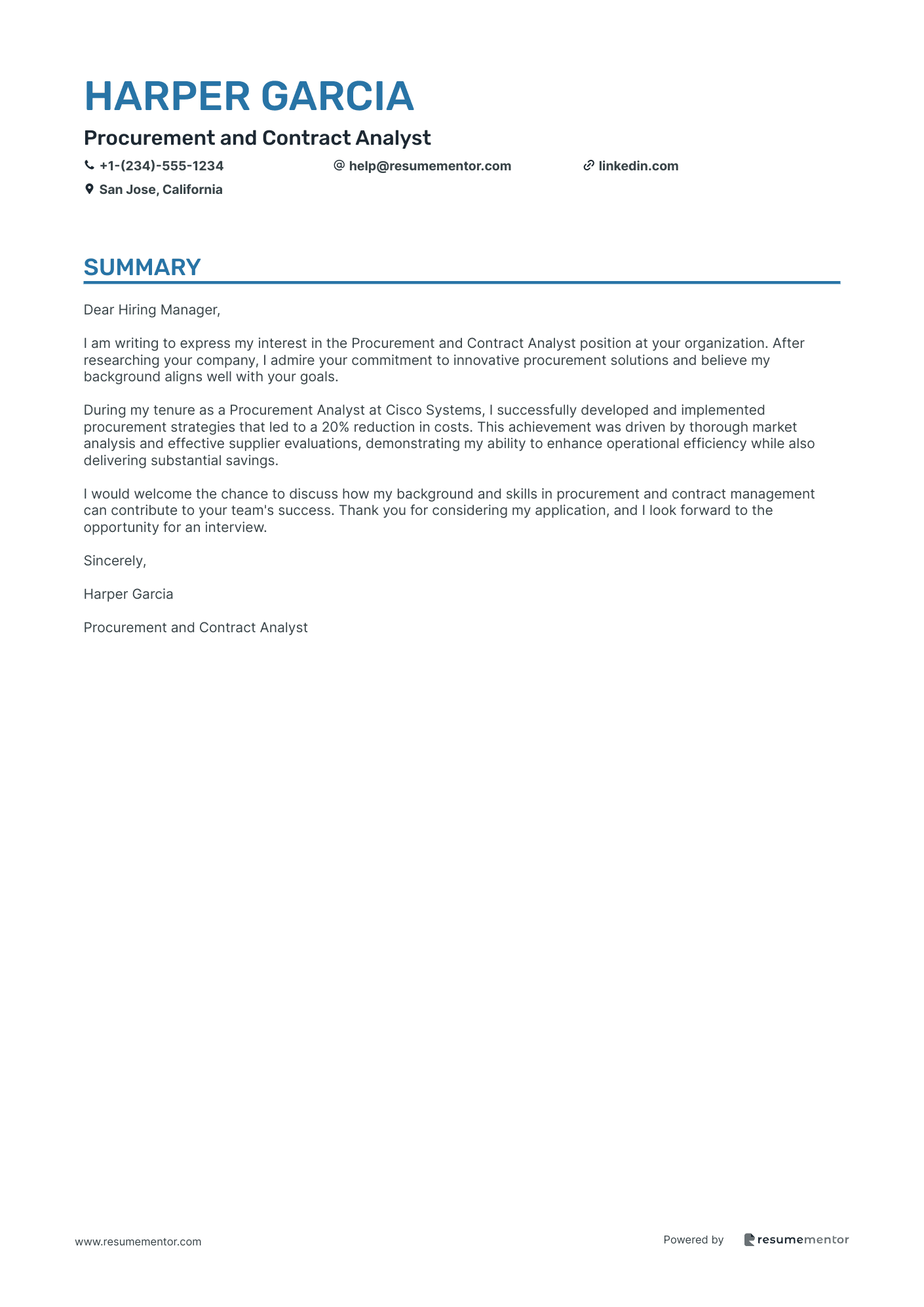 Procurement and Contract Analyst