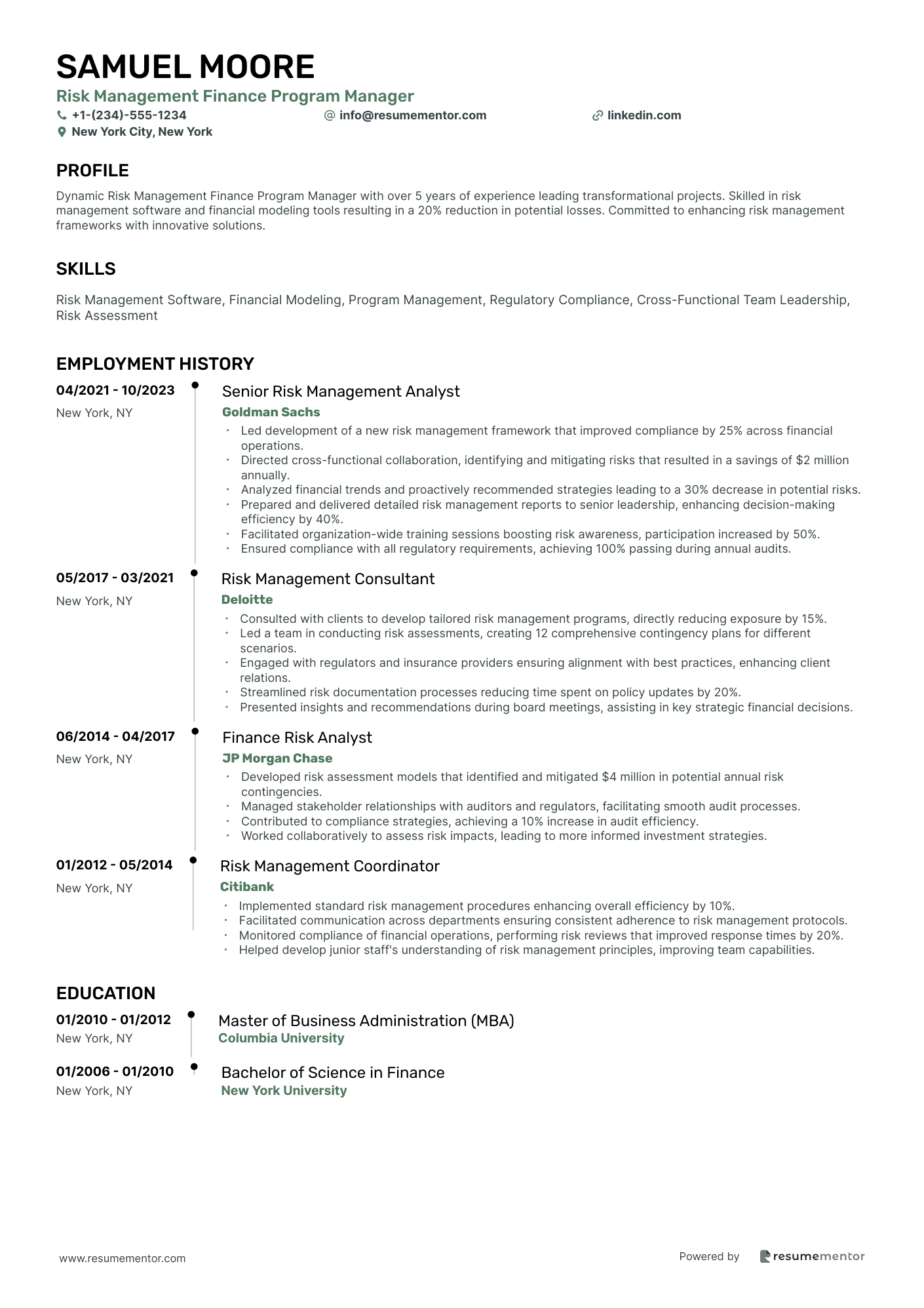 Risk Management Finance Program Manager