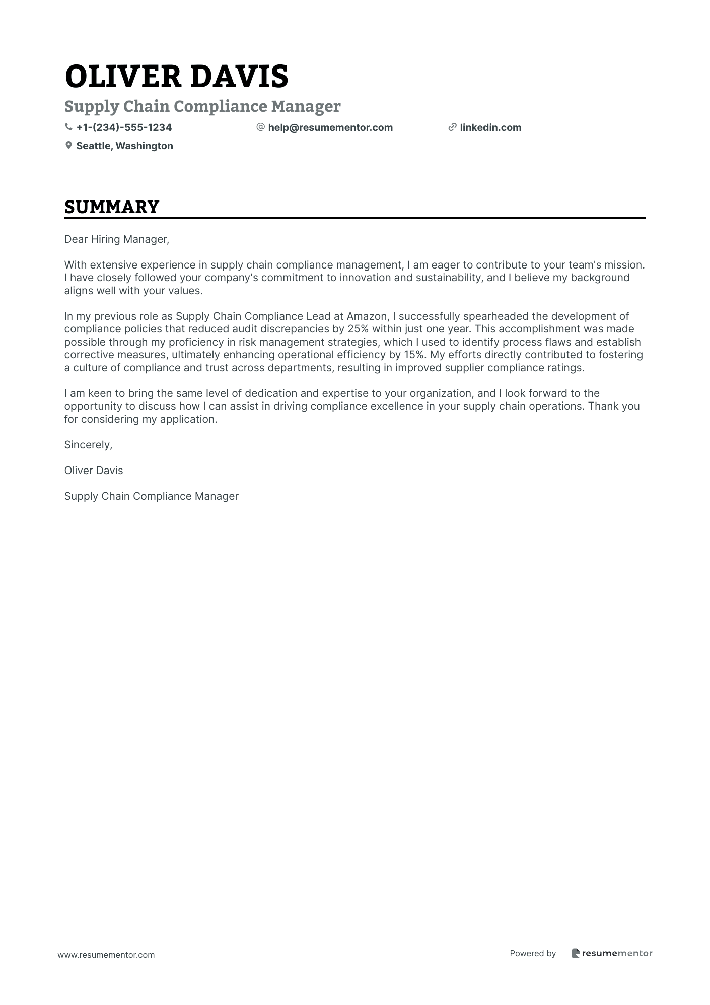 Supply Chain Compliance Manager