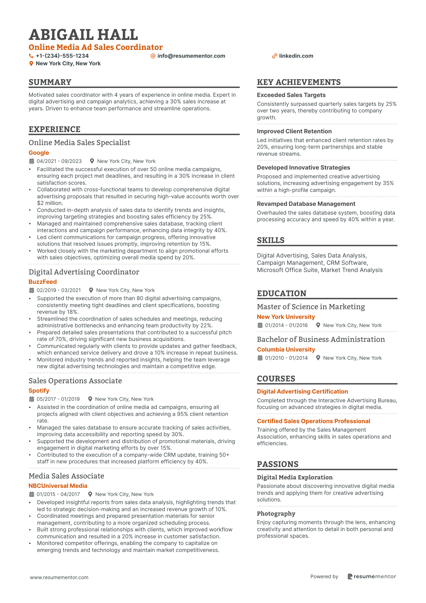 Online Media Ad Sales Coordinator