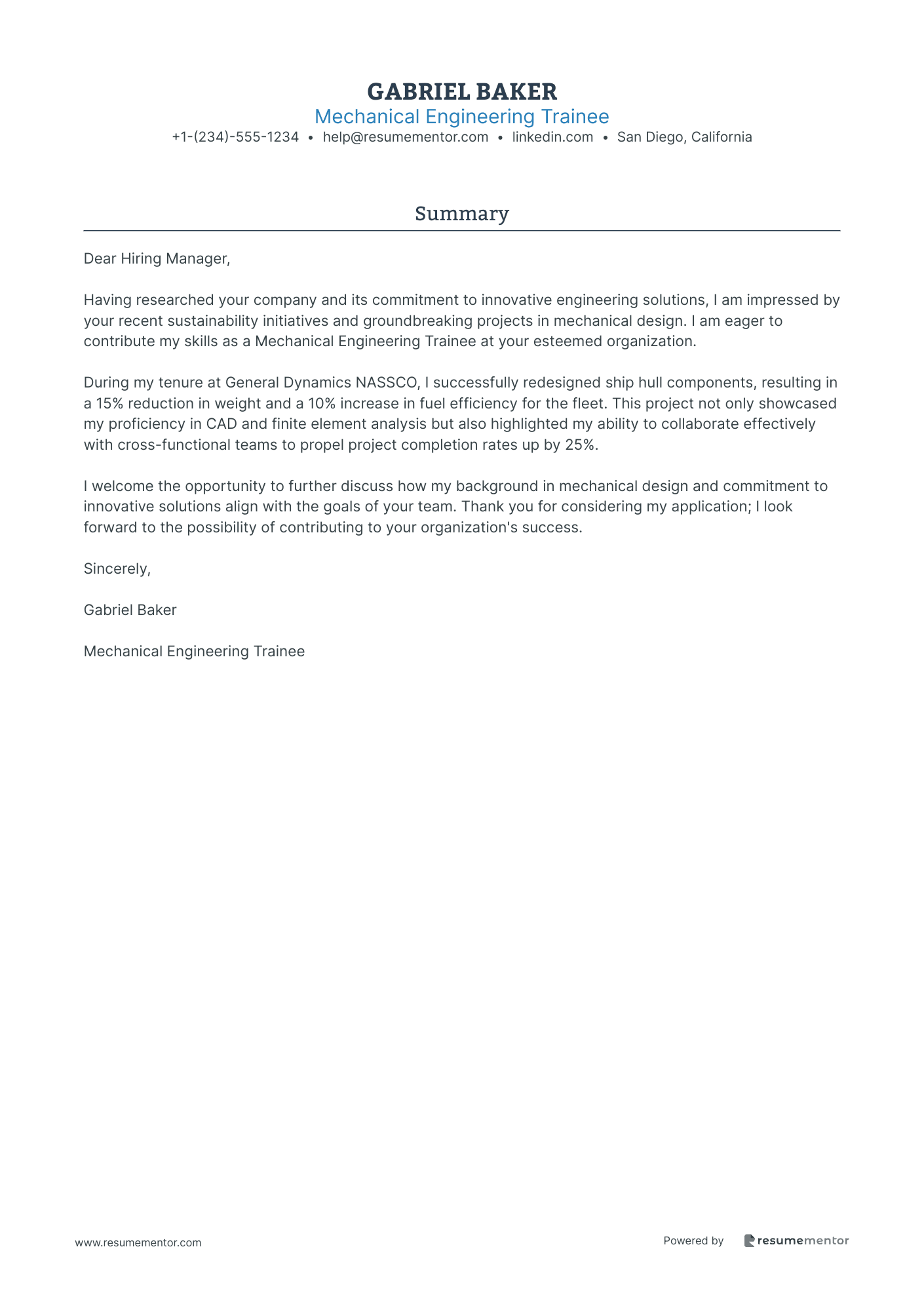 Mechanical Engineering Trainee