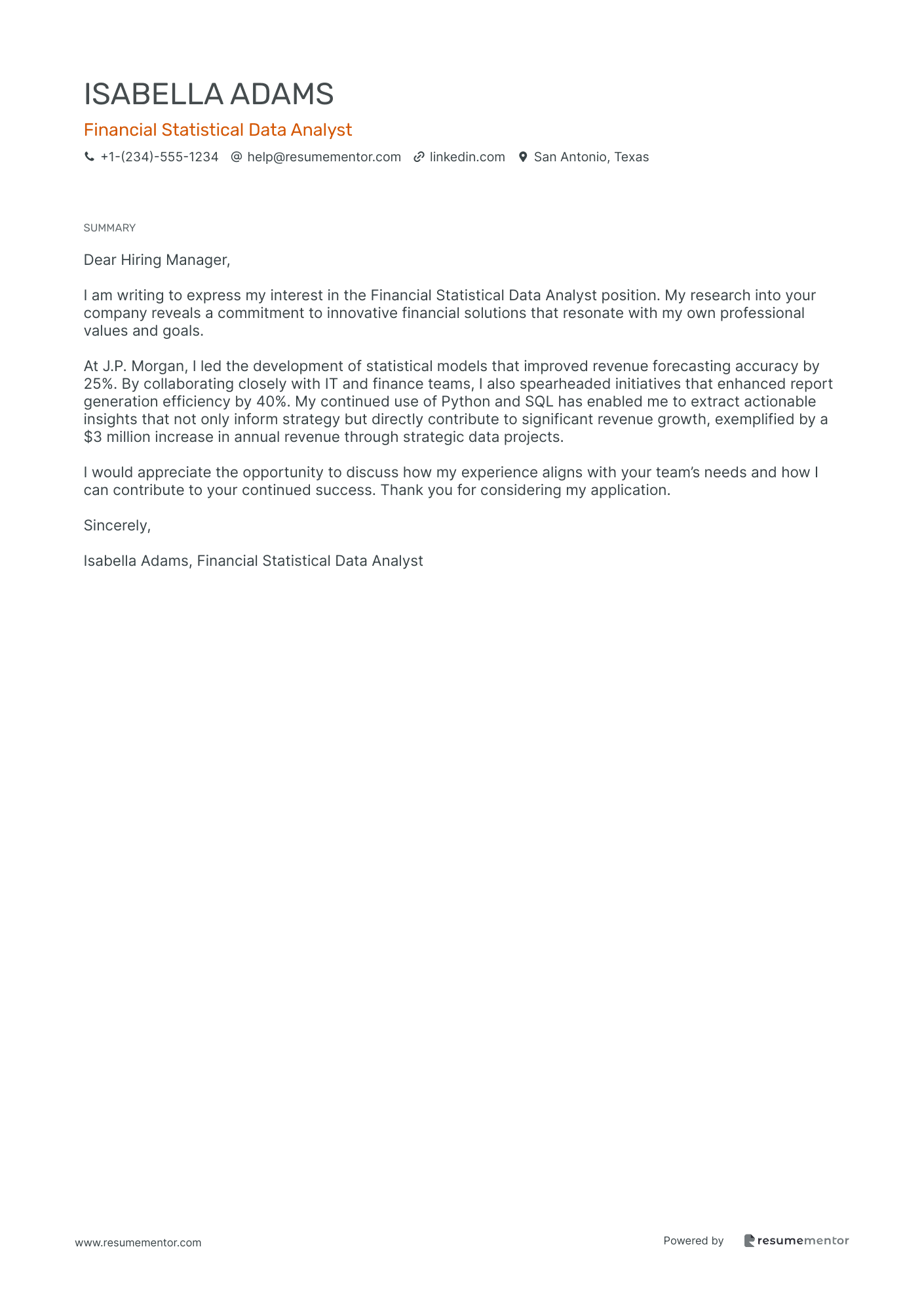 Financial Statistical Data Analyst
