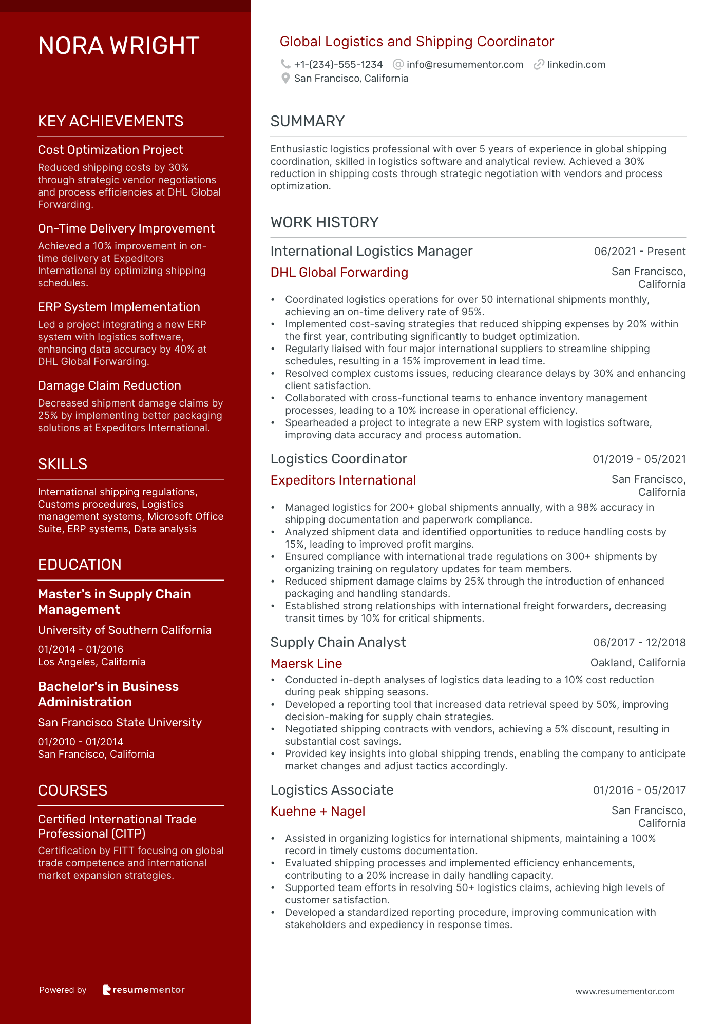Global Logistics and Shipping Coordinator
