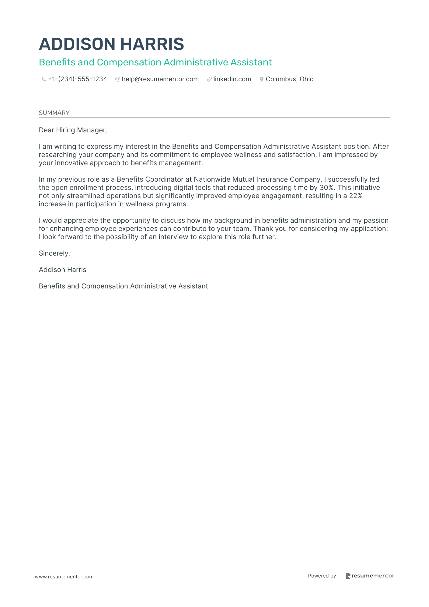 Benefits and Compensation Administrative Assistant